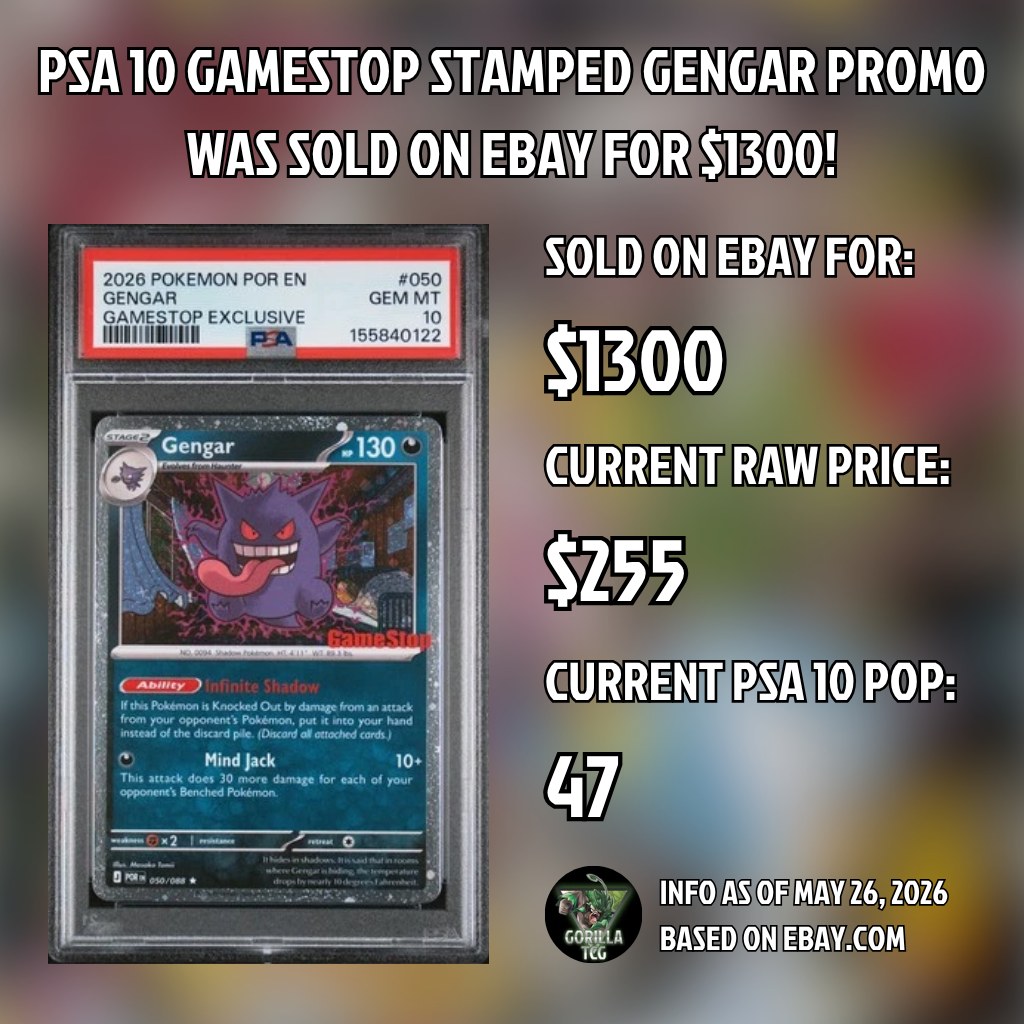 PSA 10 Gamegar (Gengar GameStop Stamped Promo) just sold for a