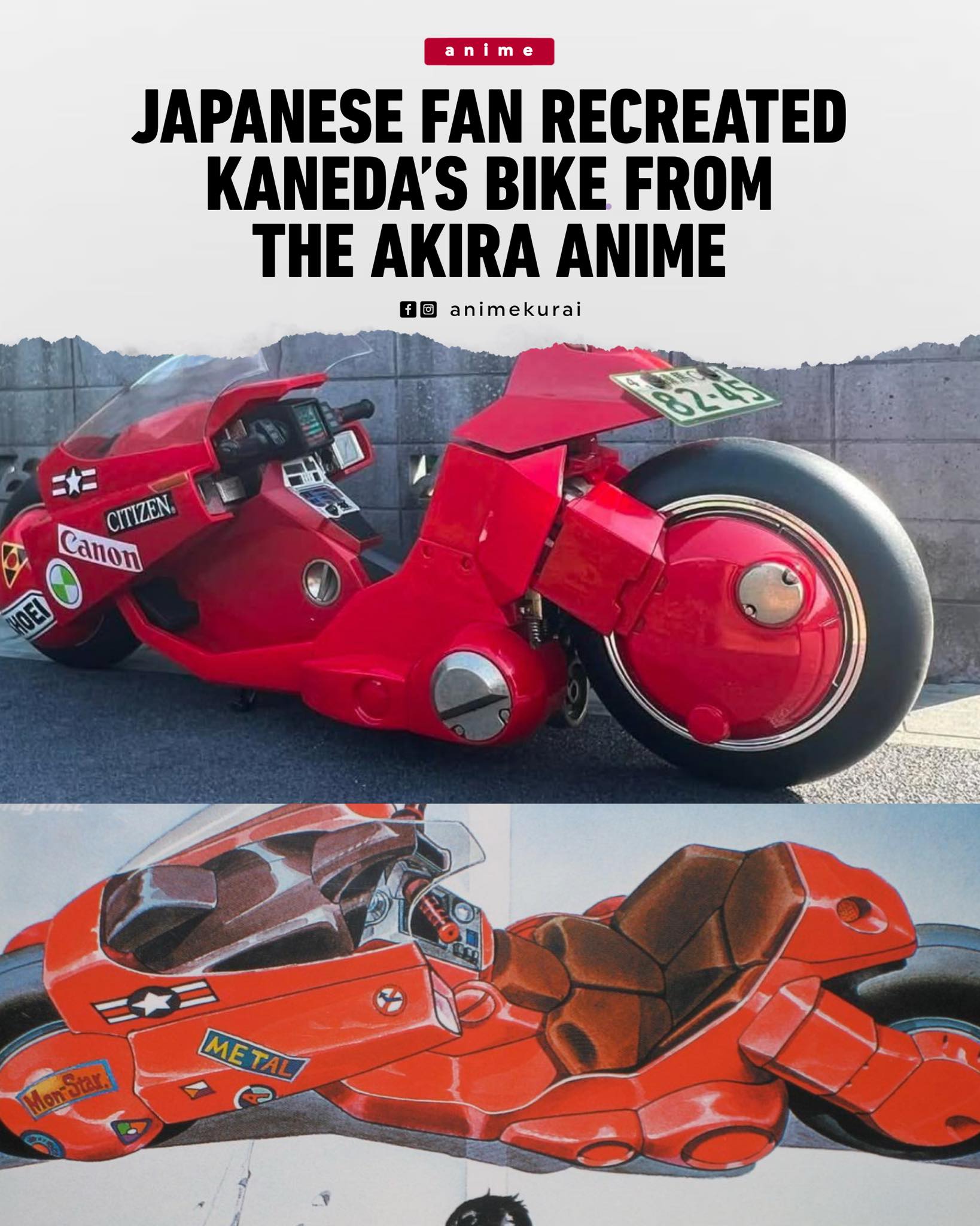 A custom-built motorcycle inspired by the iconic red bike from the