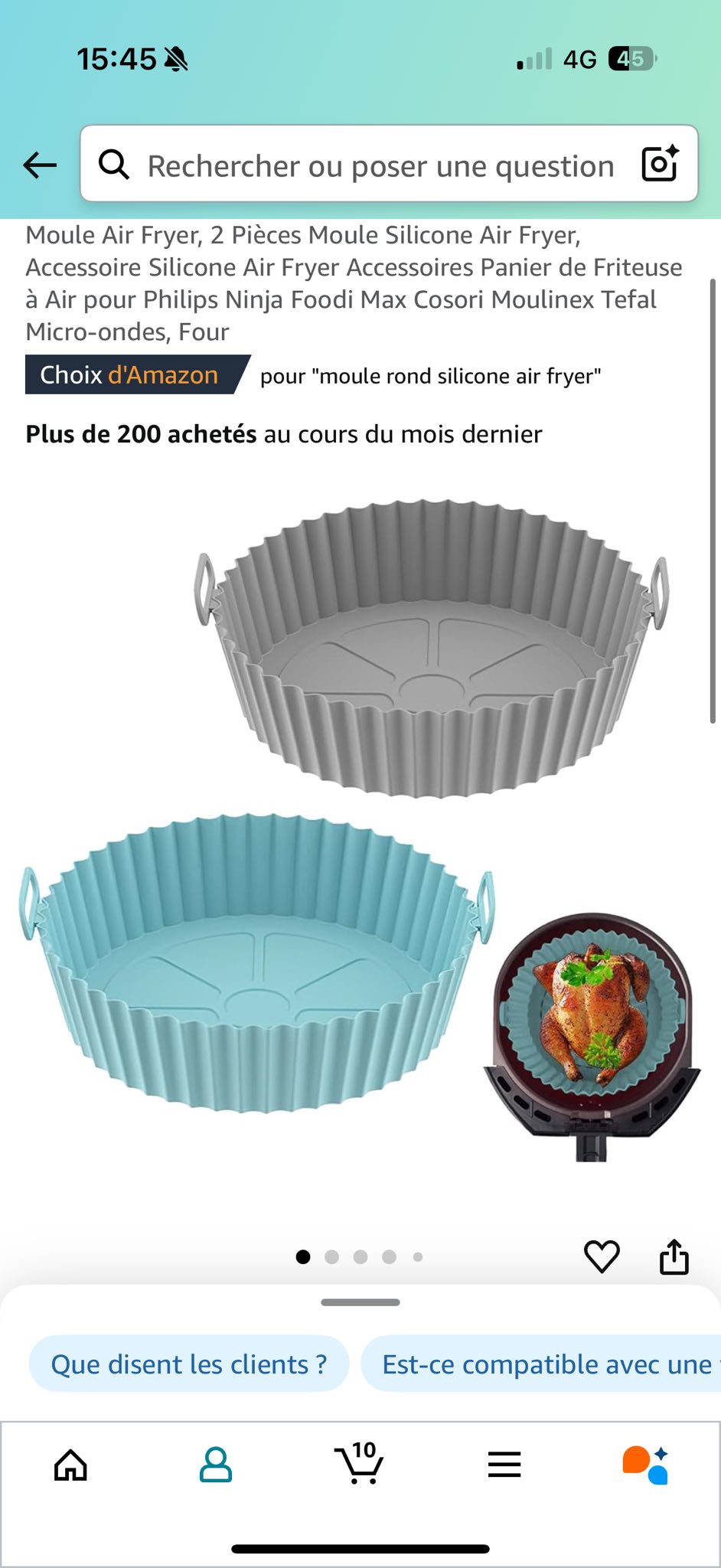 Moule Silicone Air Fryer, 2 Pièces Réutilisables Pour Friteuse À Air, Four Et Micro-Ondes - Electroménager