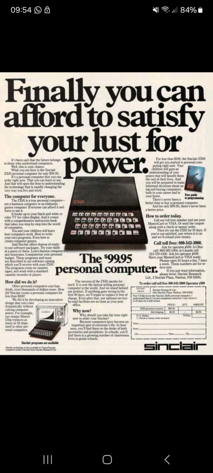 ZX81 computer ad from 1982 Byte magazine