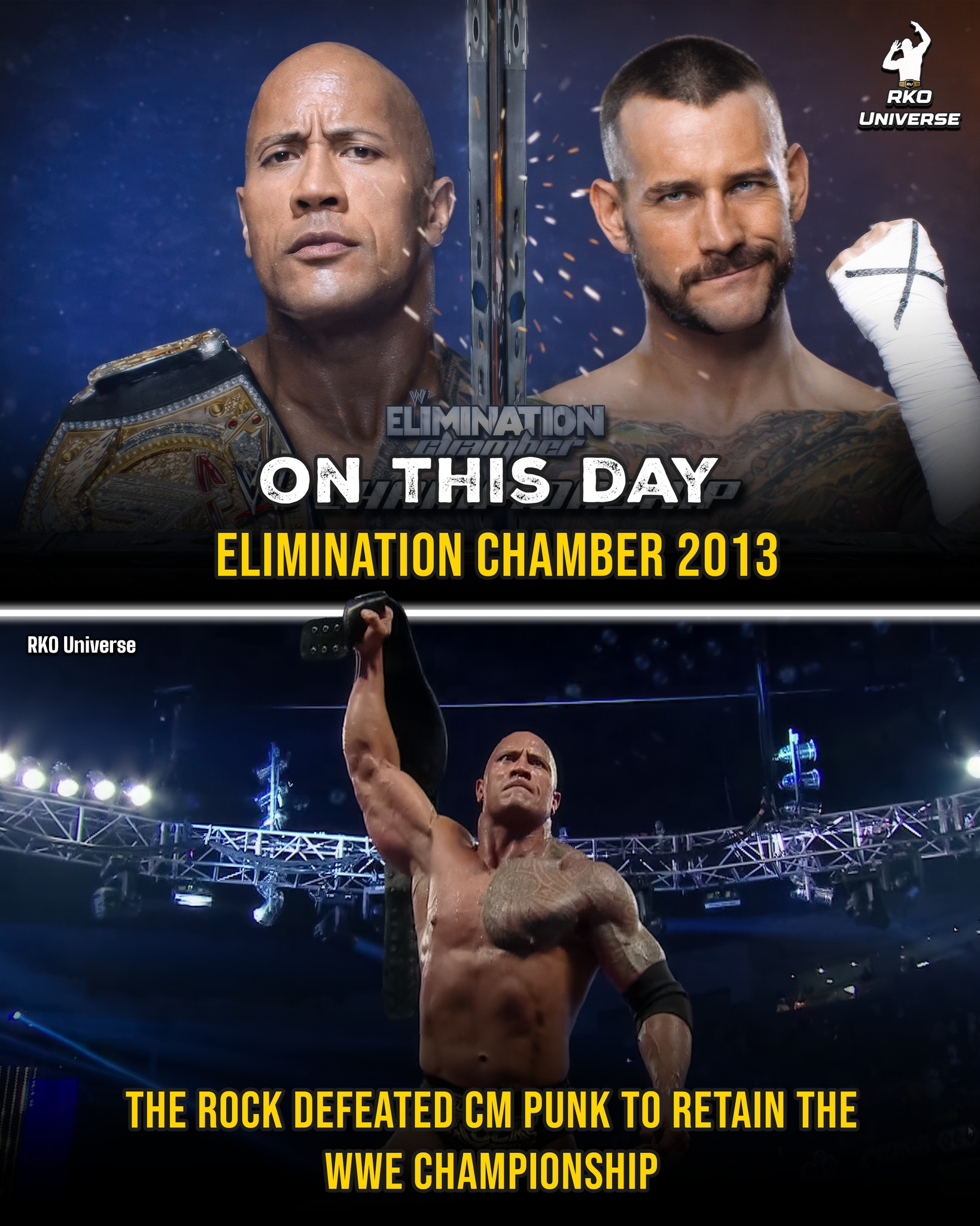 RKO - 13 years ago today at Elimination Chamber, The Rock beat CM Punk ...