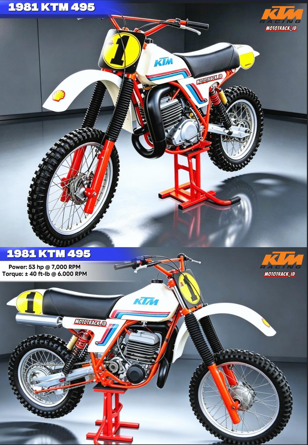 Vintage KTM 495 motocross dirt bike
