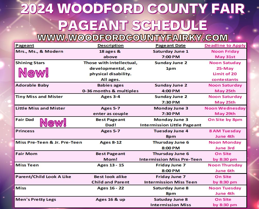 The pageant schedule has been set... - Woodford County Fair | Facebook