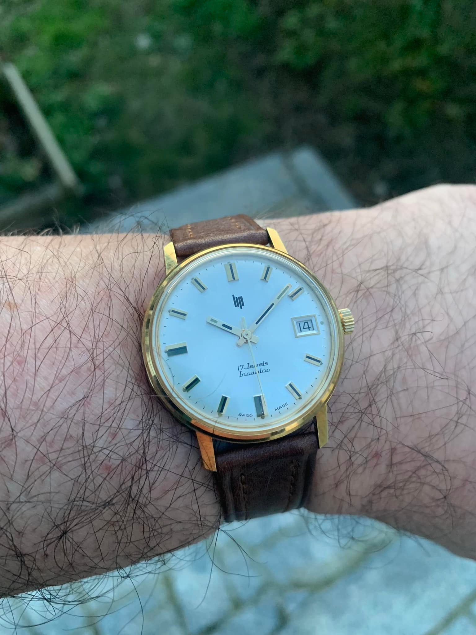 Boîtier De Montre Vintage Gruen Homme - Ton Argent/vert - Diamètre 24.42 Mm - Neuf Ancien Stock (NOS)