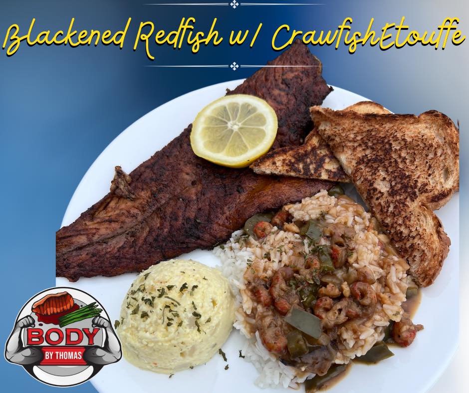 Jennie V's Seafood lunch special: red beans over jasmine rice