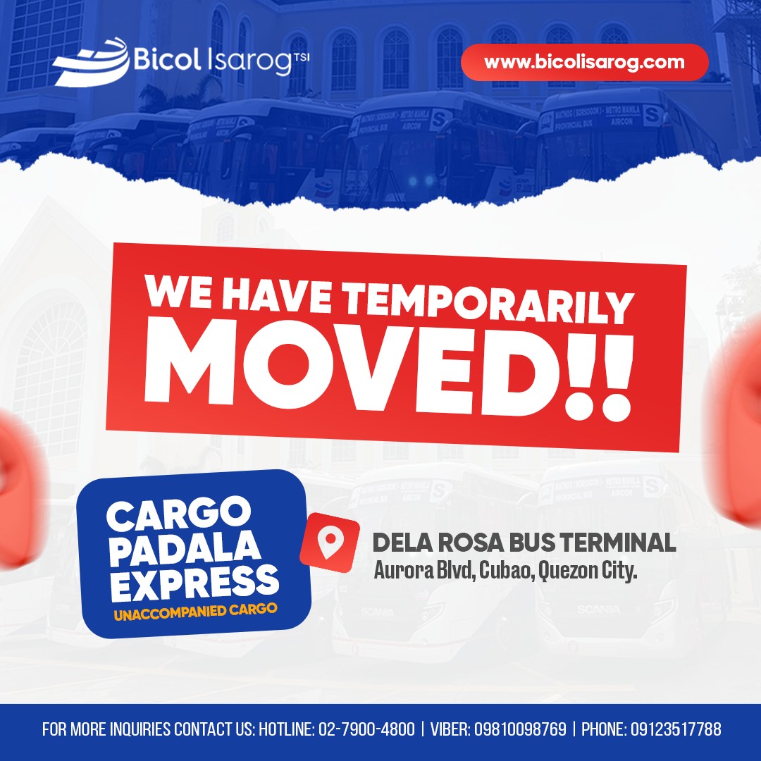Bicol - Paunawa: Lumipat muna ang Cargo Padala Express (unaccompanied ...