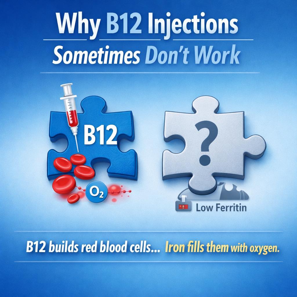 Why B12 injections may not improve symptoms without sufficient iron