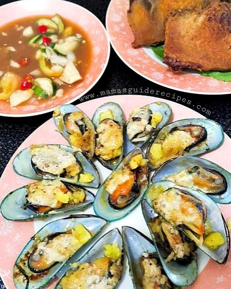 mama-s-baked-tahong-fried-porkchop-with-bagoong-isda-with-minced