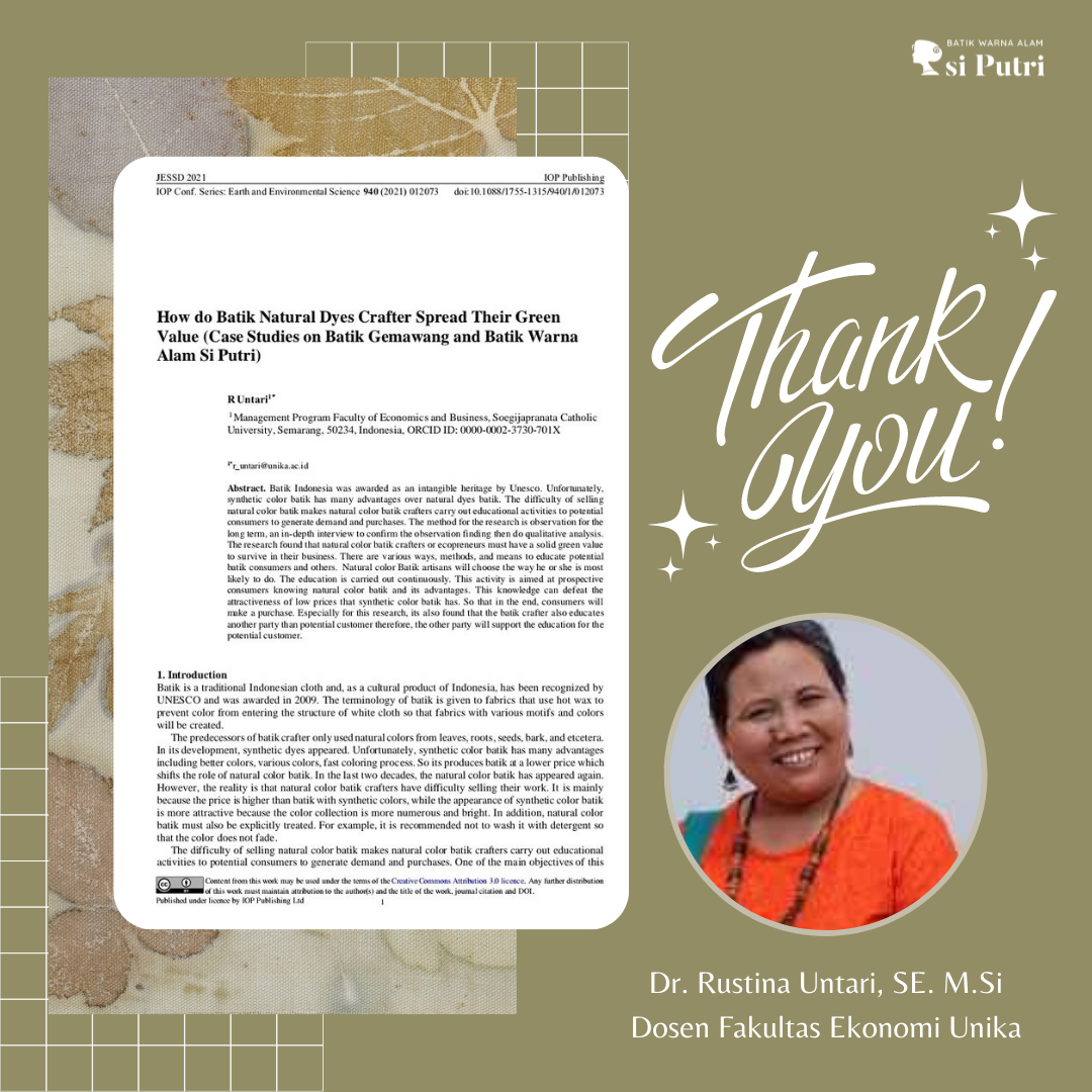 Batik - Terima kasih kepada Dr. Rustina Untari, SE., M.Si selaku dosen ...