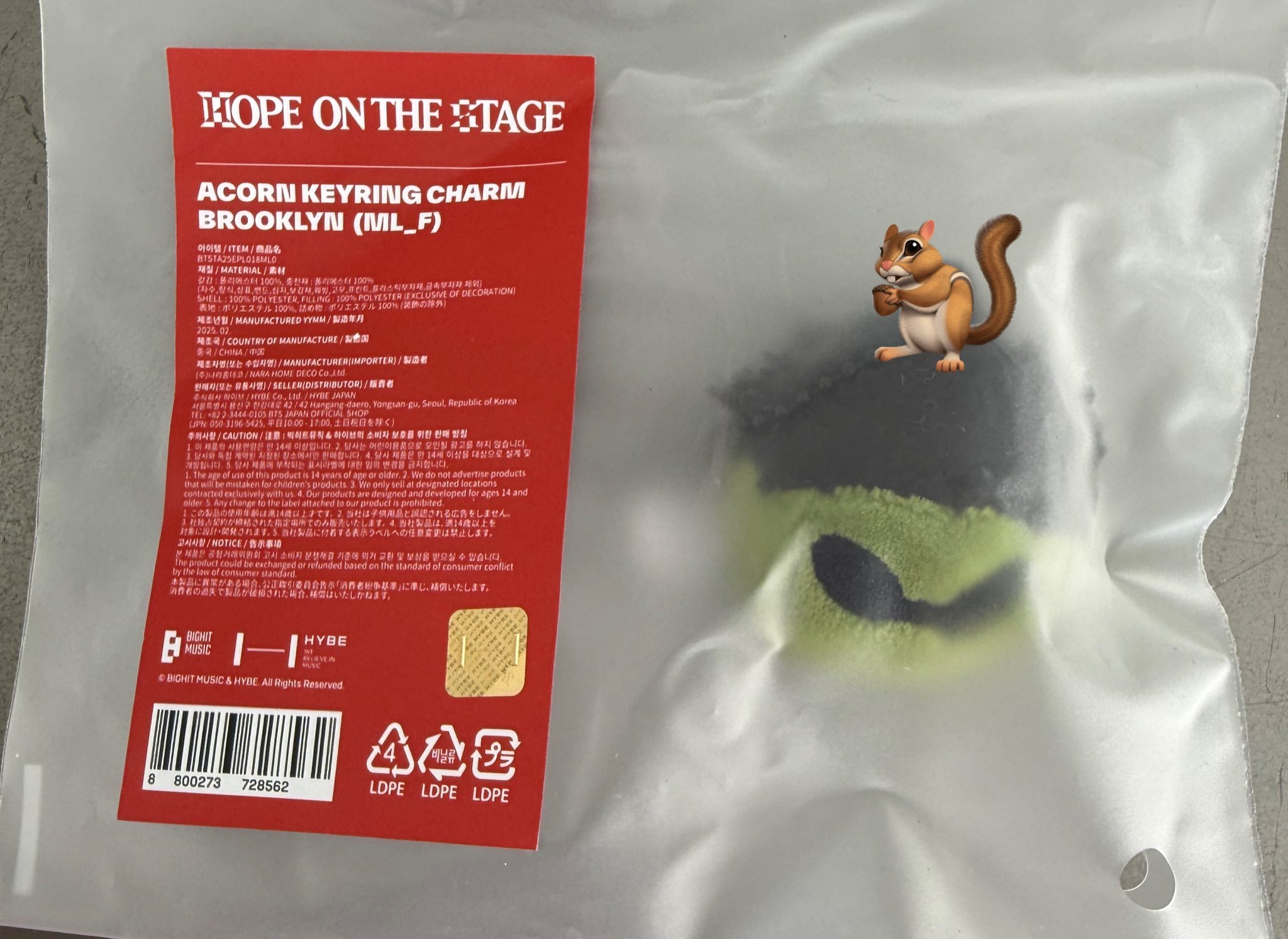 Hope on the Stage Acorn Brooklyn version 🐿️🌰 #JHOPE