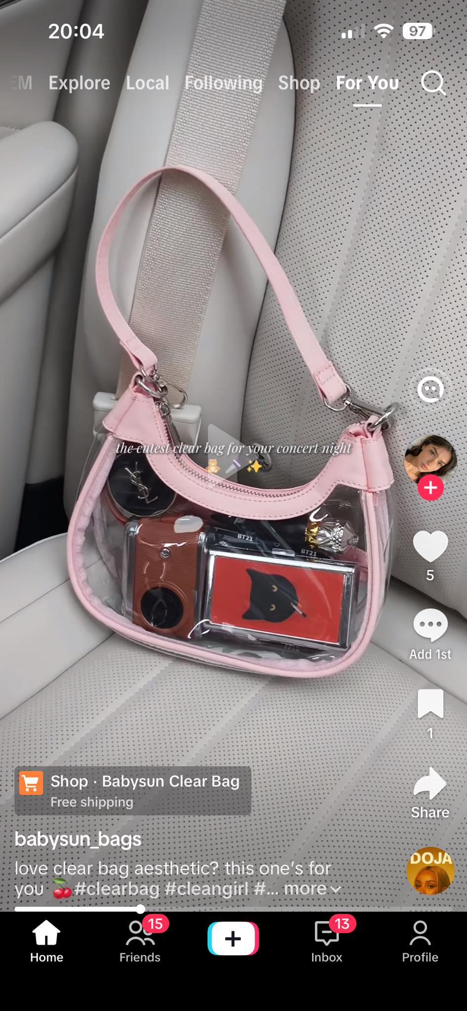Will this purple bag meet BTS tour stadium size requirements?