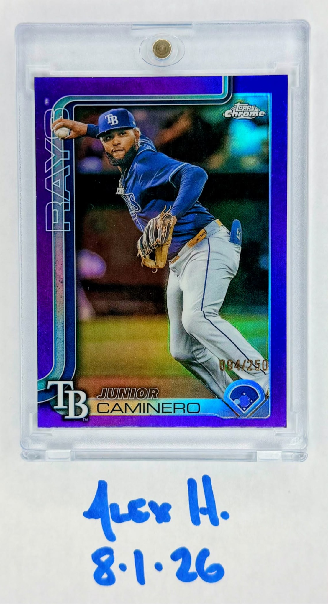 Junior Caminero 2025 Topps Chrome True Purple Refractor #94/250