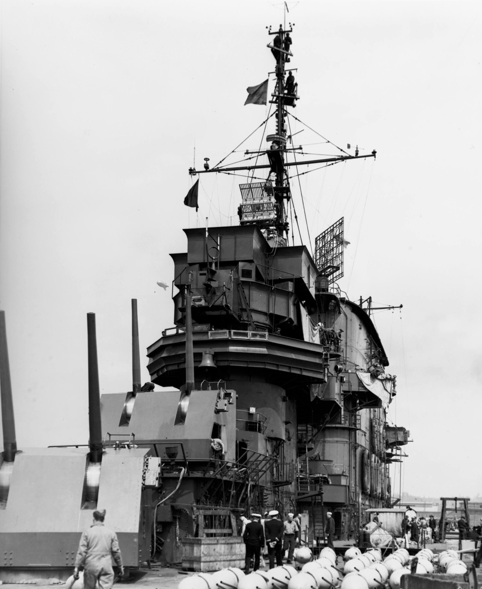The aircraft carrier USS Saratoga (CV-3) undergoing refit and