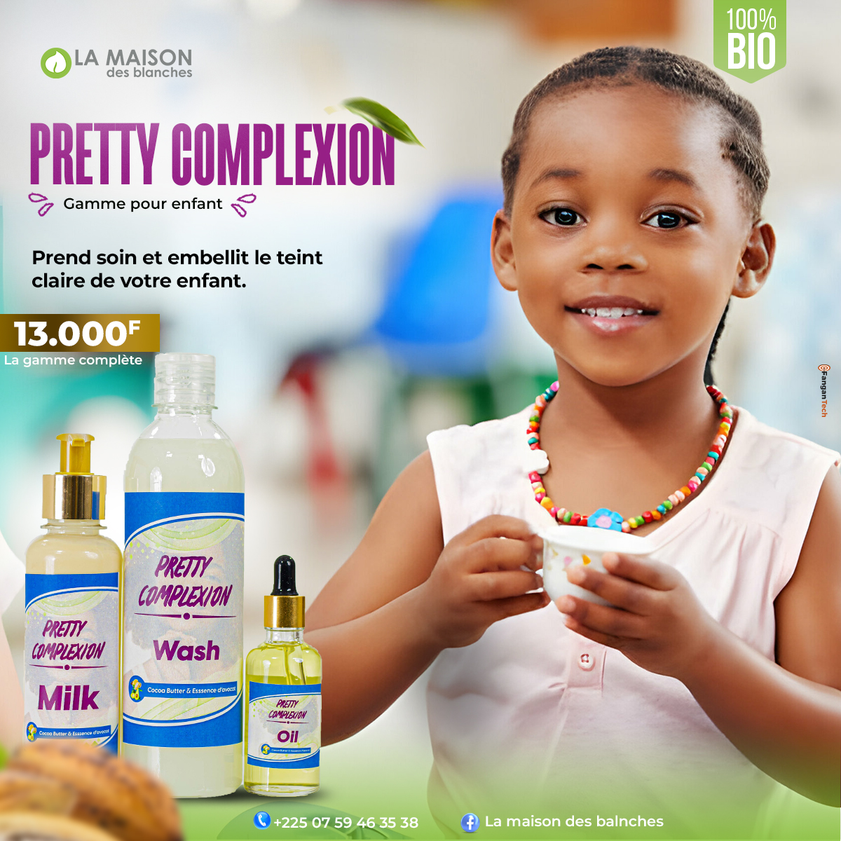 Lait éclaircissant Pour Enfants Pretty Angels – Teint Clair Métisse – Hydratant Enrichi En Vitamines – 1000ml