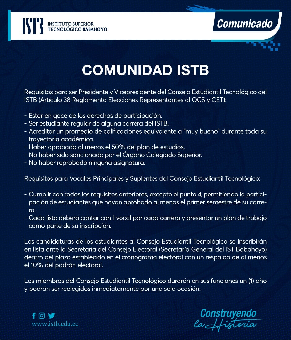 Instituto - 📢 ¡Atención Comunidad ISTB! Ya están disponibles los ...