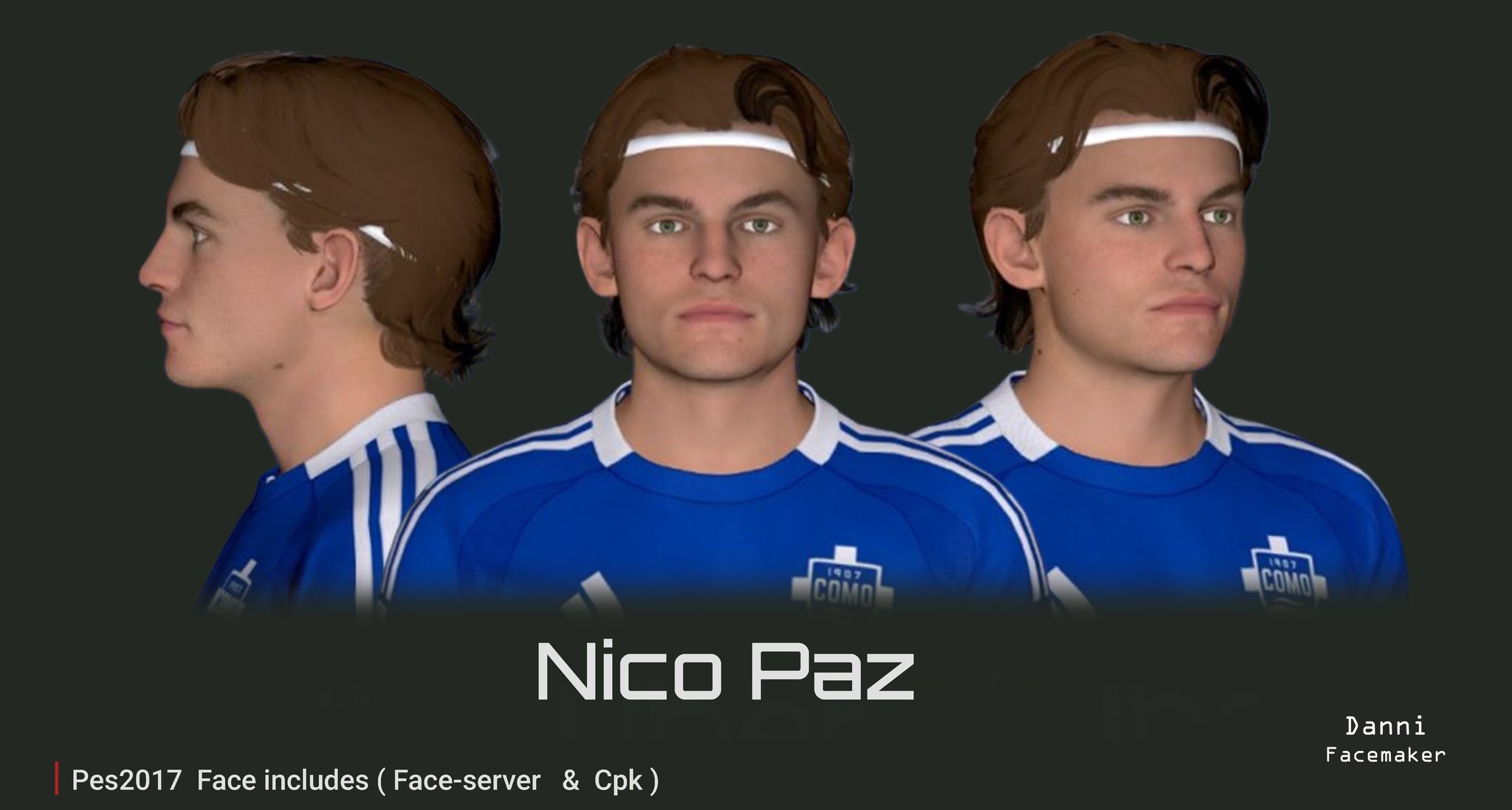 Nico Paz face update V2 With Headband for PES2017 🔵🔵⚡️.. #como
