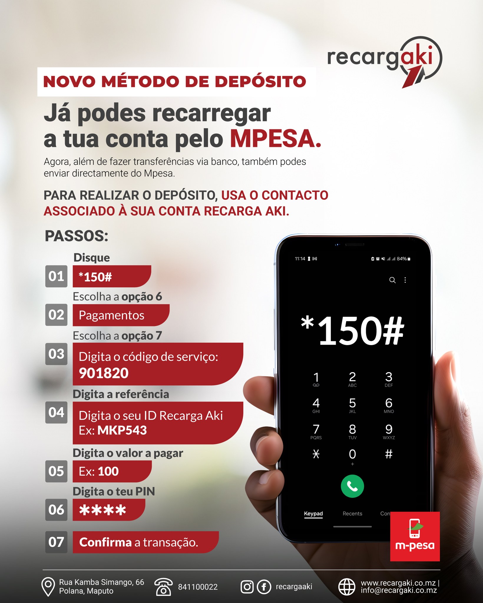 RecargaAki - Caro agente, agora podes depositar diretamente do M-Pesa.🚀 ...