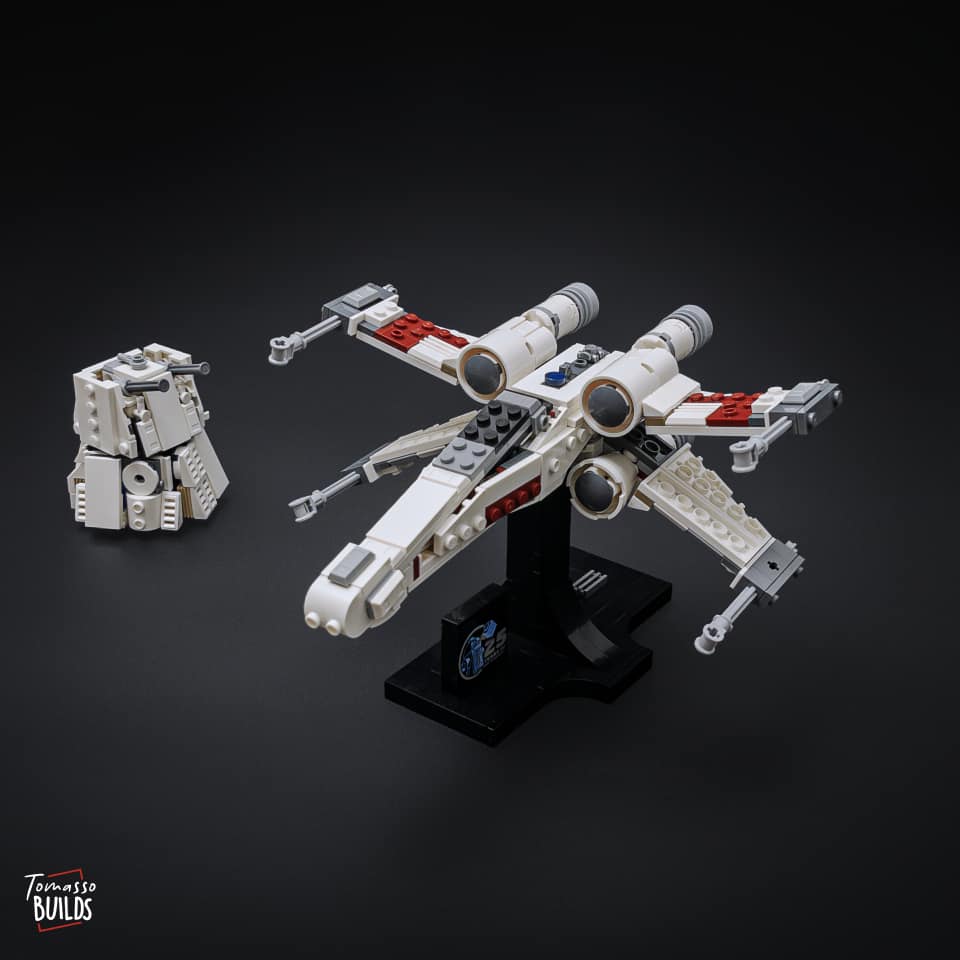 Midi-scale X-wing and turbo laser turret built from Lego 75376