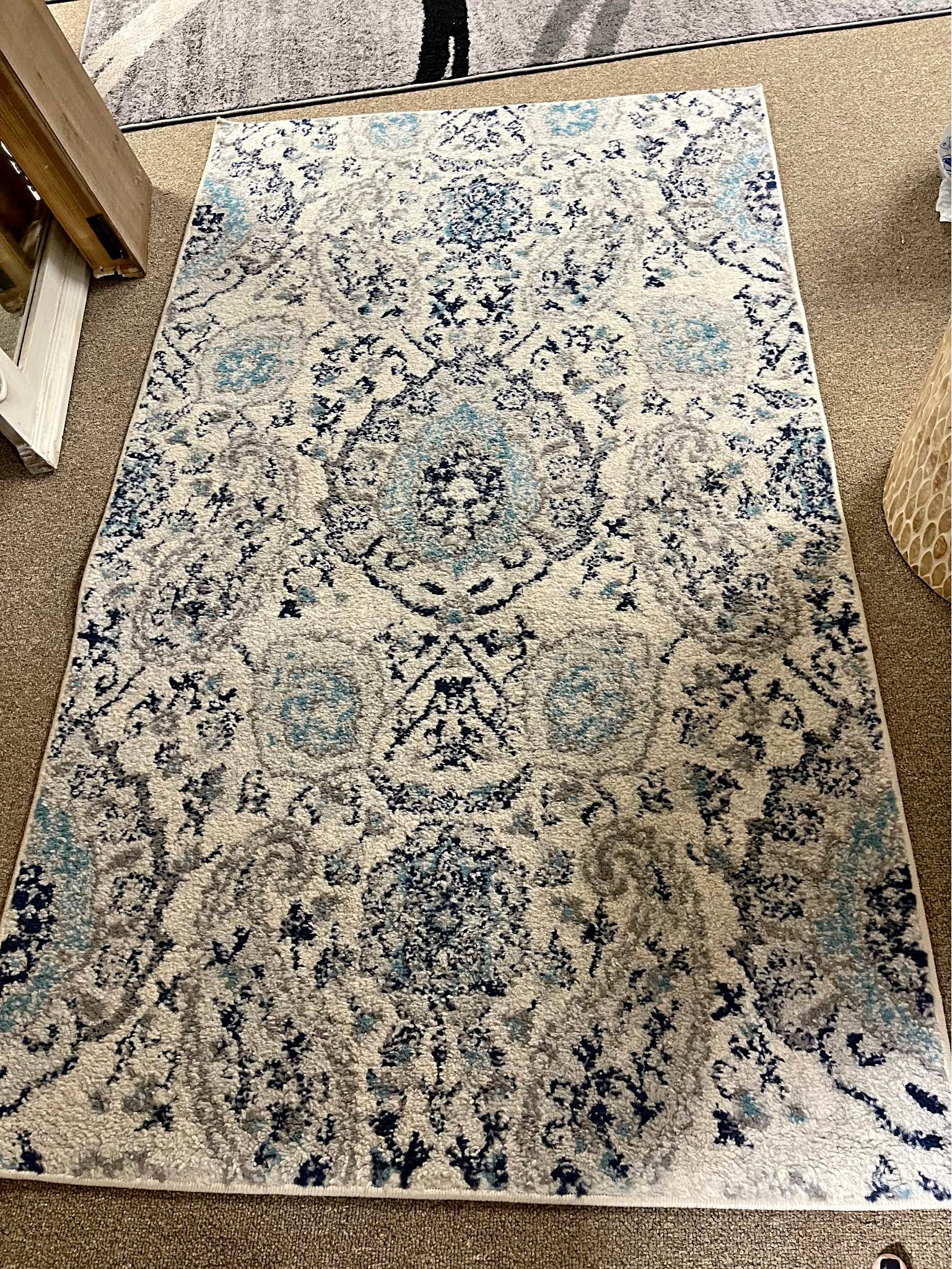 Blue and Cream Medallion Area Rug 3X5 - Area Rugs - Clio, Michigan ...