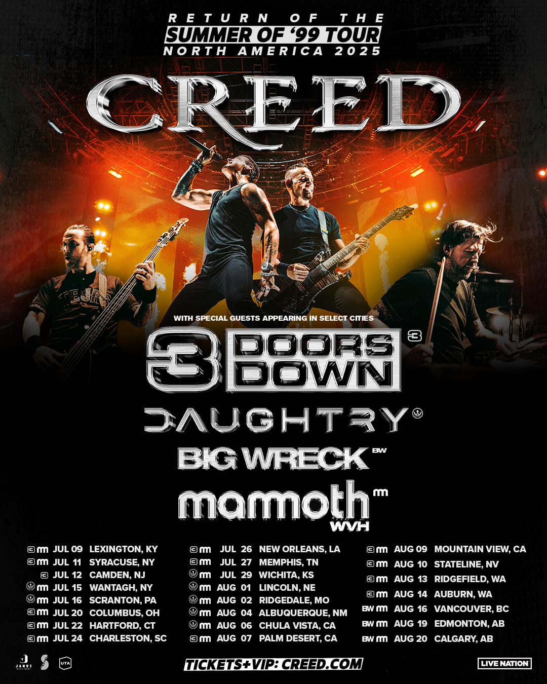 SUMMER OF '99 TOUR 2025 - New tour announced with Creed, 3 Doors