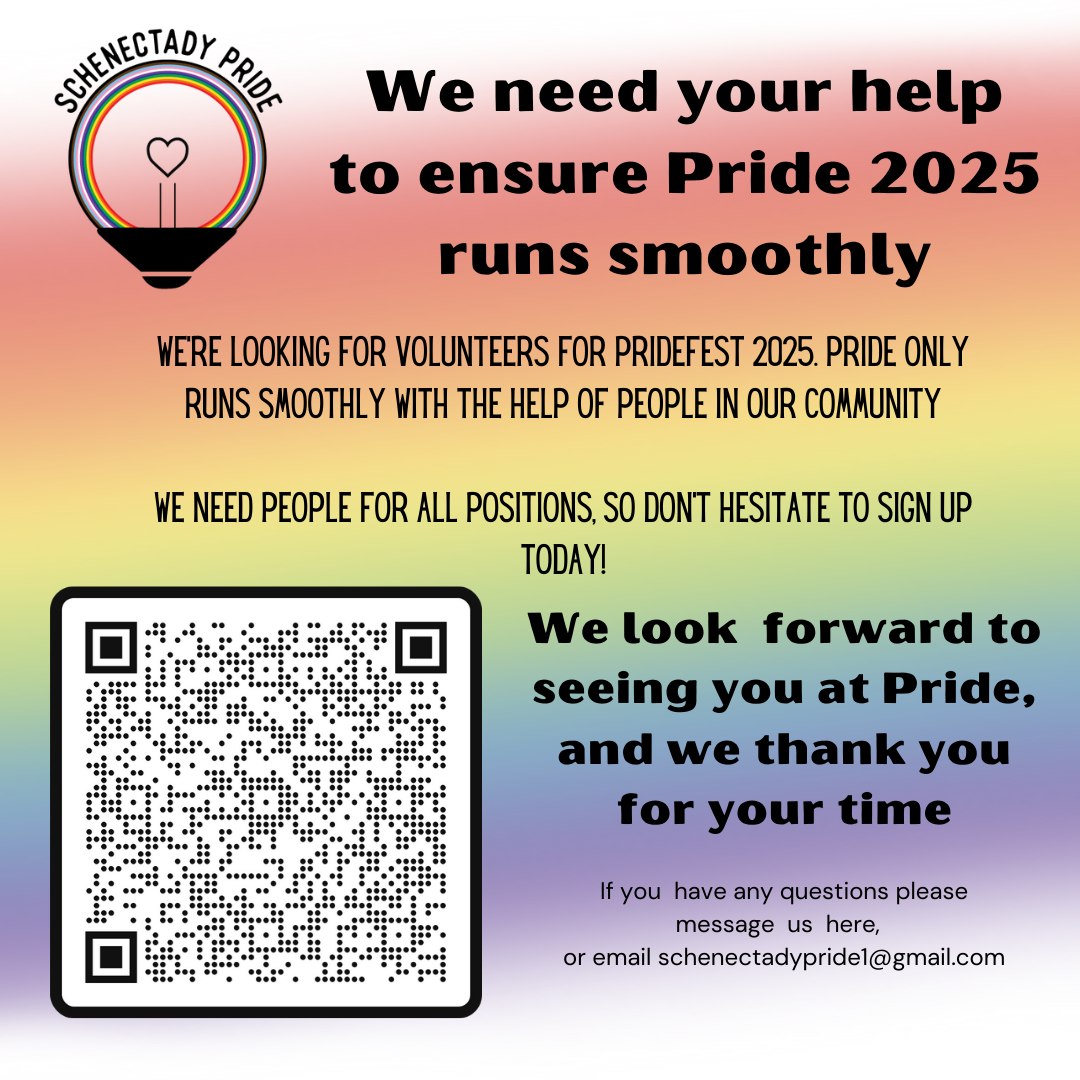 Schenectady - We're looking for Volunteers for Pridefest 2025, to be ...