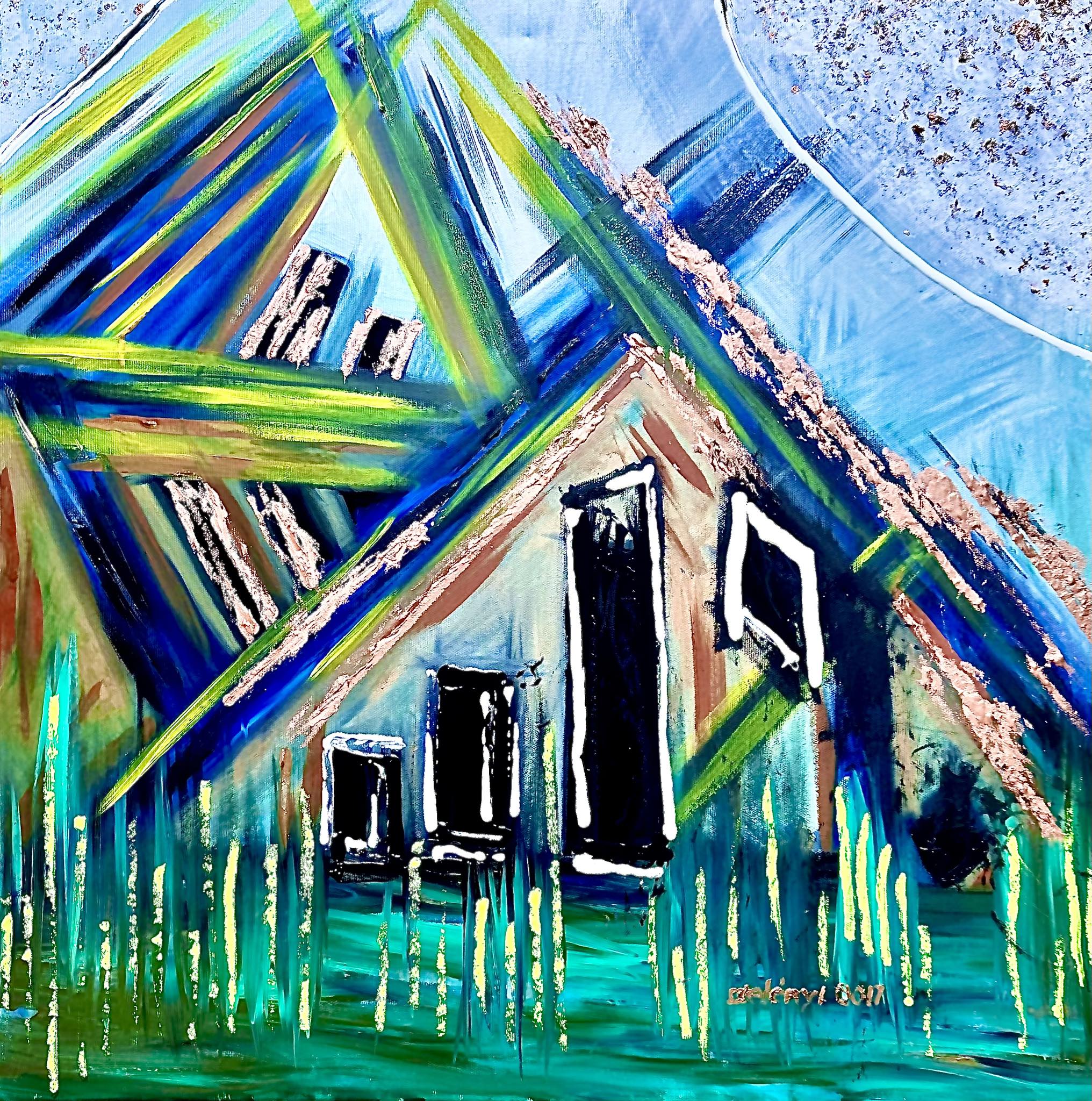 Once i was at home somewhere, I think 70/70 cm, mixed media, 2025