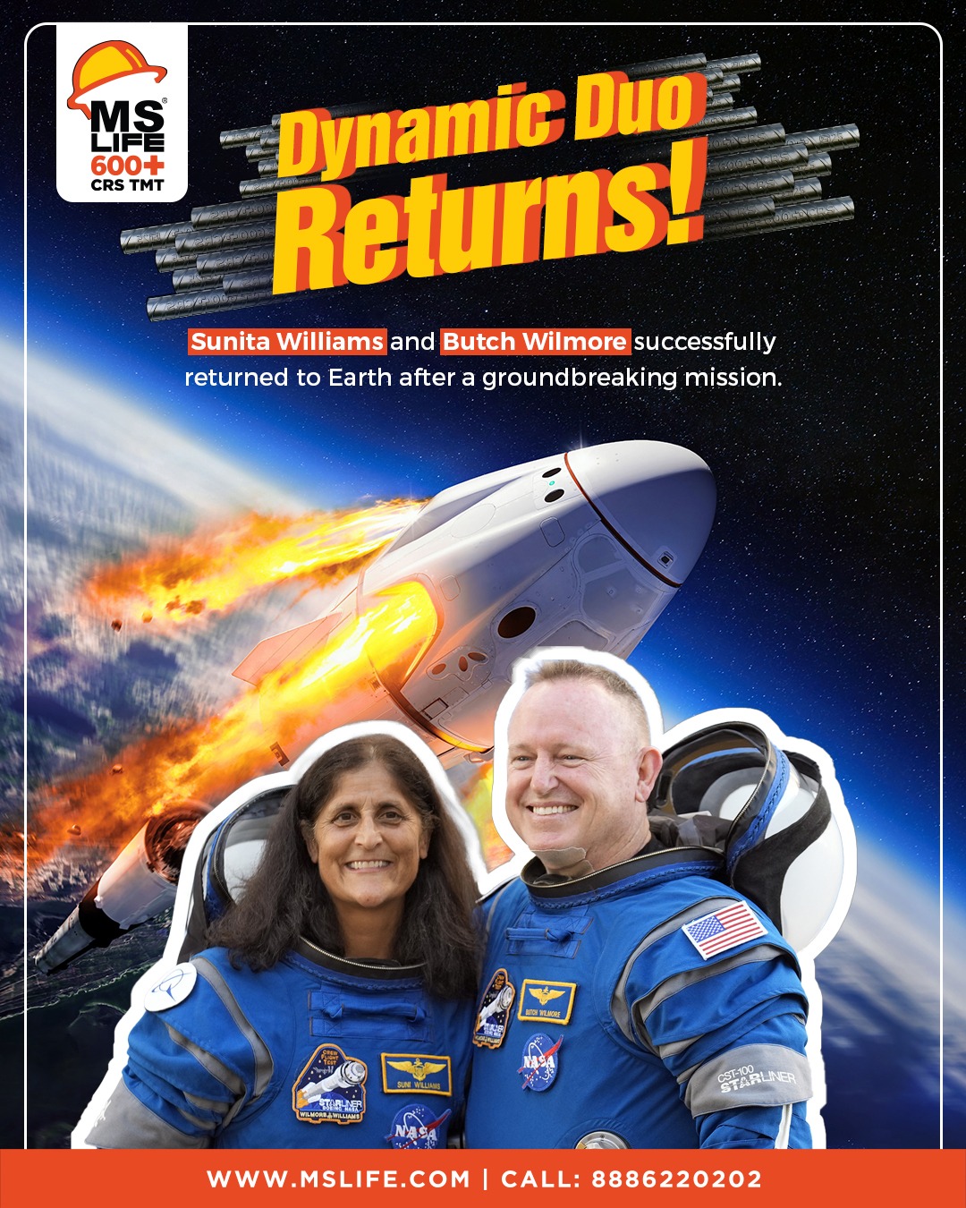 MS Life Steel - 🚀 Mission Accomplished! 🚀 Sunita Williams... | Facebook