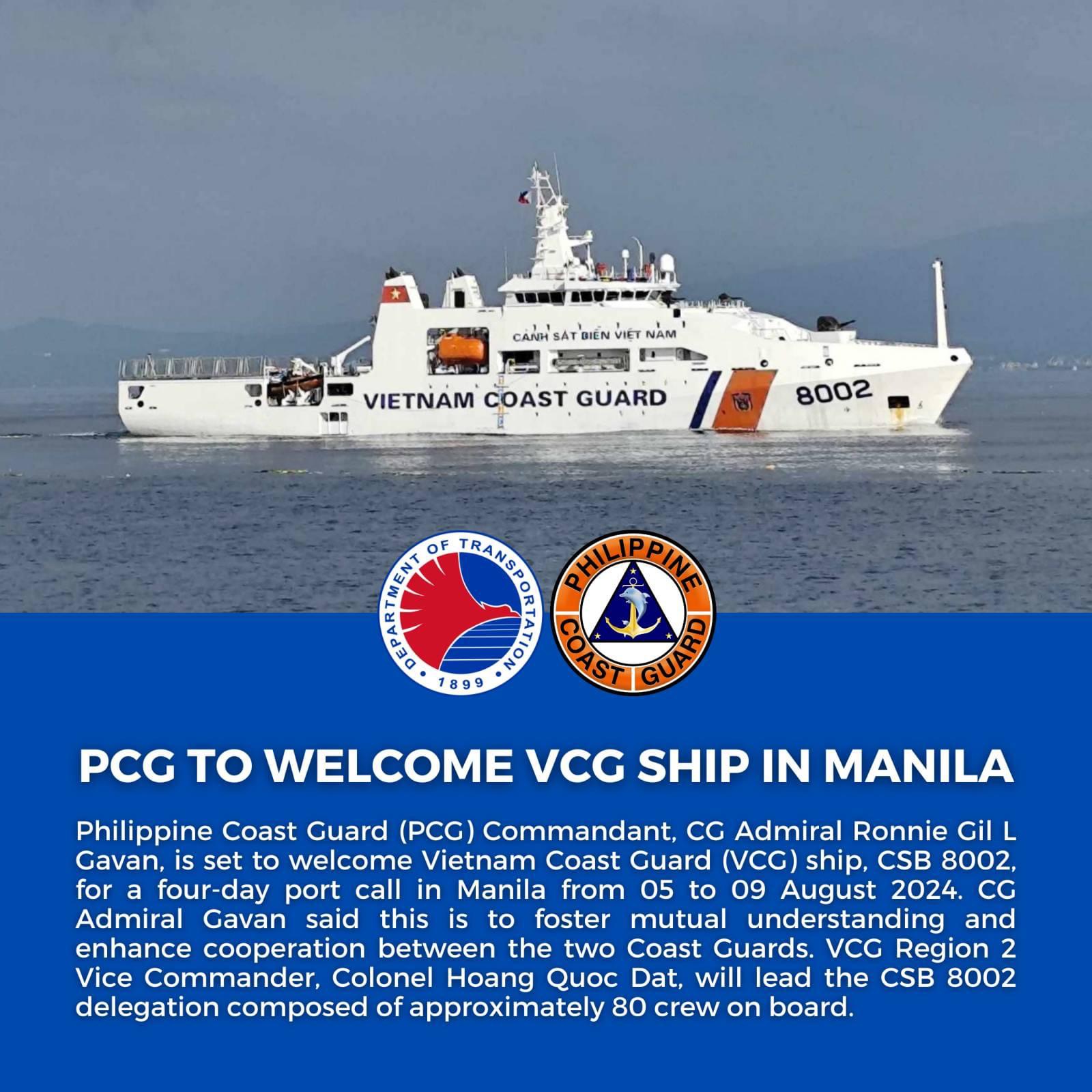 Radyo Pilipinas - Ang nasabing pagdaong ng VCG CSB 8002 sa...