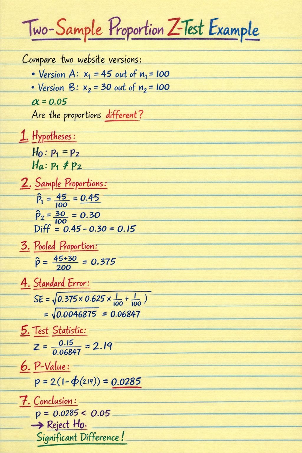 Statistics - A two-sample proportion Z-test is used to determine ...