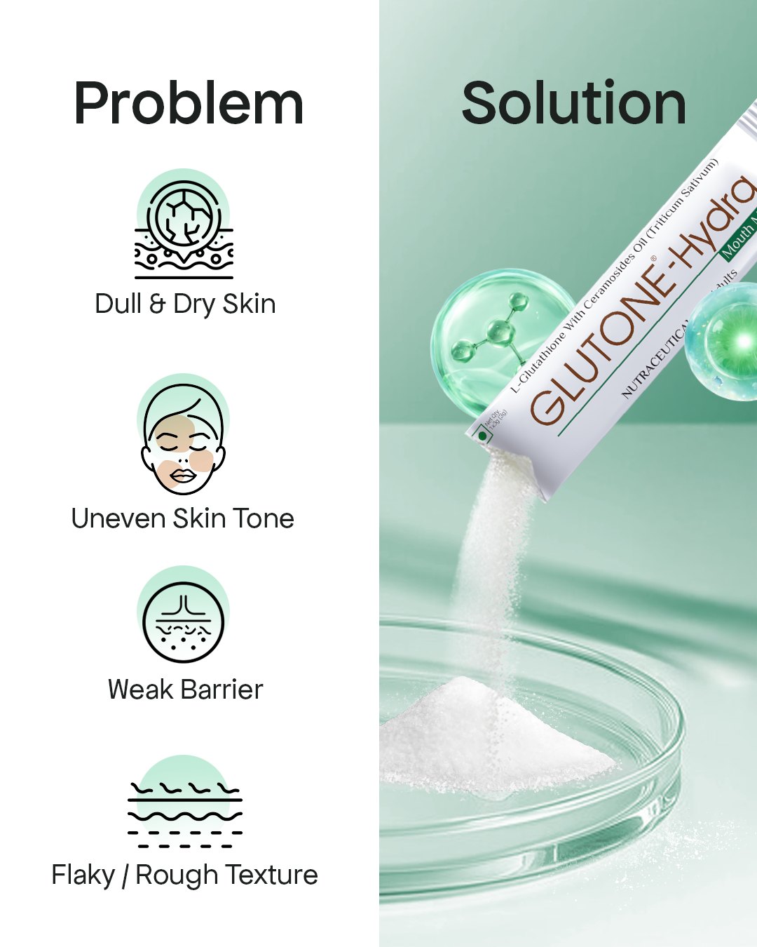 Built for skin that needs more than basic care. Glutone-Hydra supports skin hydration, dry skin care and skin barrier health with L-Glutathione & Ceramosides 💧✨ A daily skin supplement for healthy, glowing