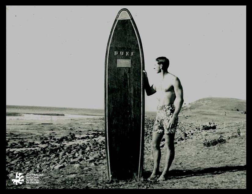 Duke's 1928 Flying V surfboard - Scroll down for pics and history: