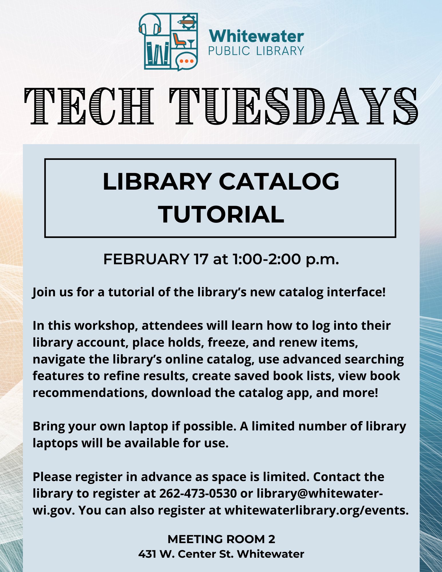 Whitewater - Join us for a tutorial of the library’s new catalog ...
