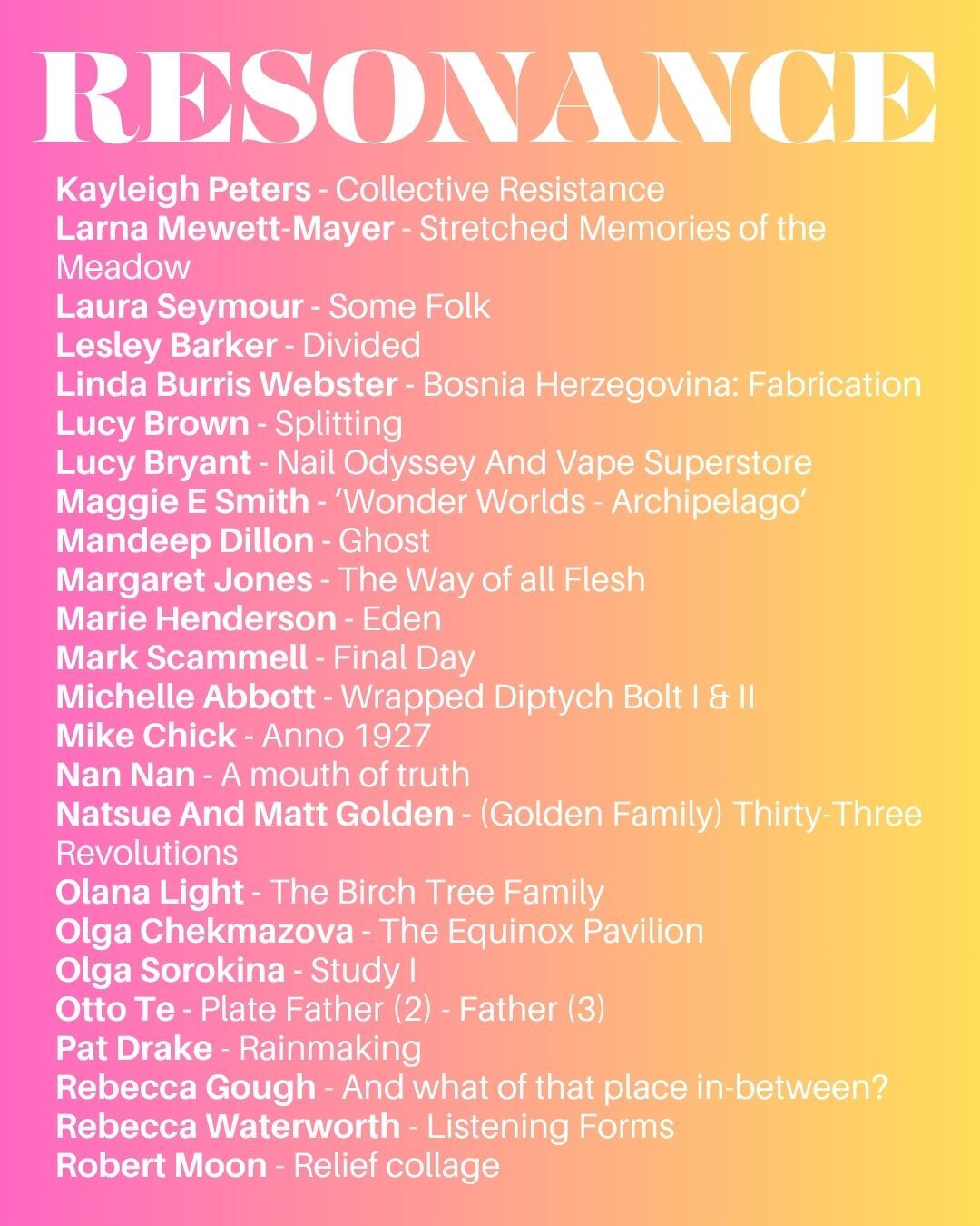 We are delighted to announce the selected artists and artworks for  