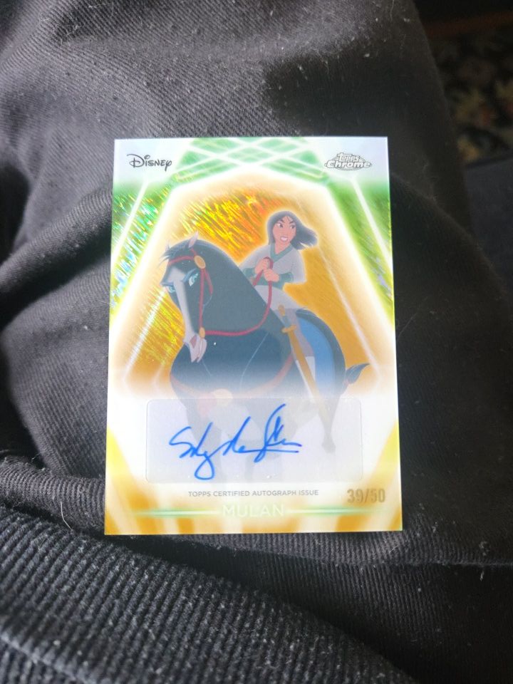 What is the value of a Topps Chrome Disney Pocahontas autograph card?