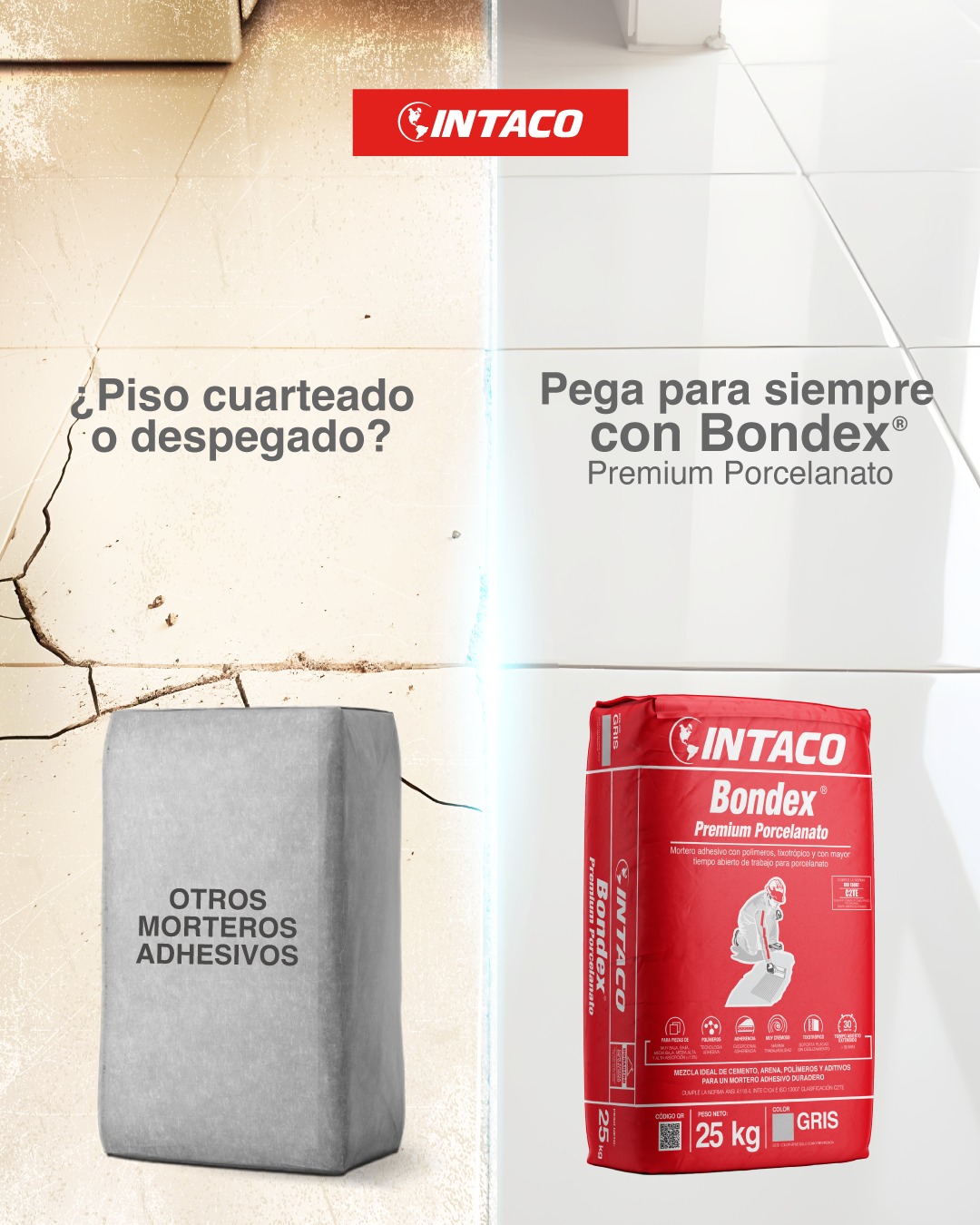 INTACO - Bondex® Premium Porcelanato es el mortero adhesivo ideal para ...