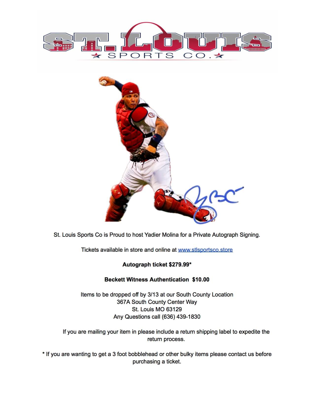 St. - 2025 Yadier Molina Private Signing!! We are happy to host a ...