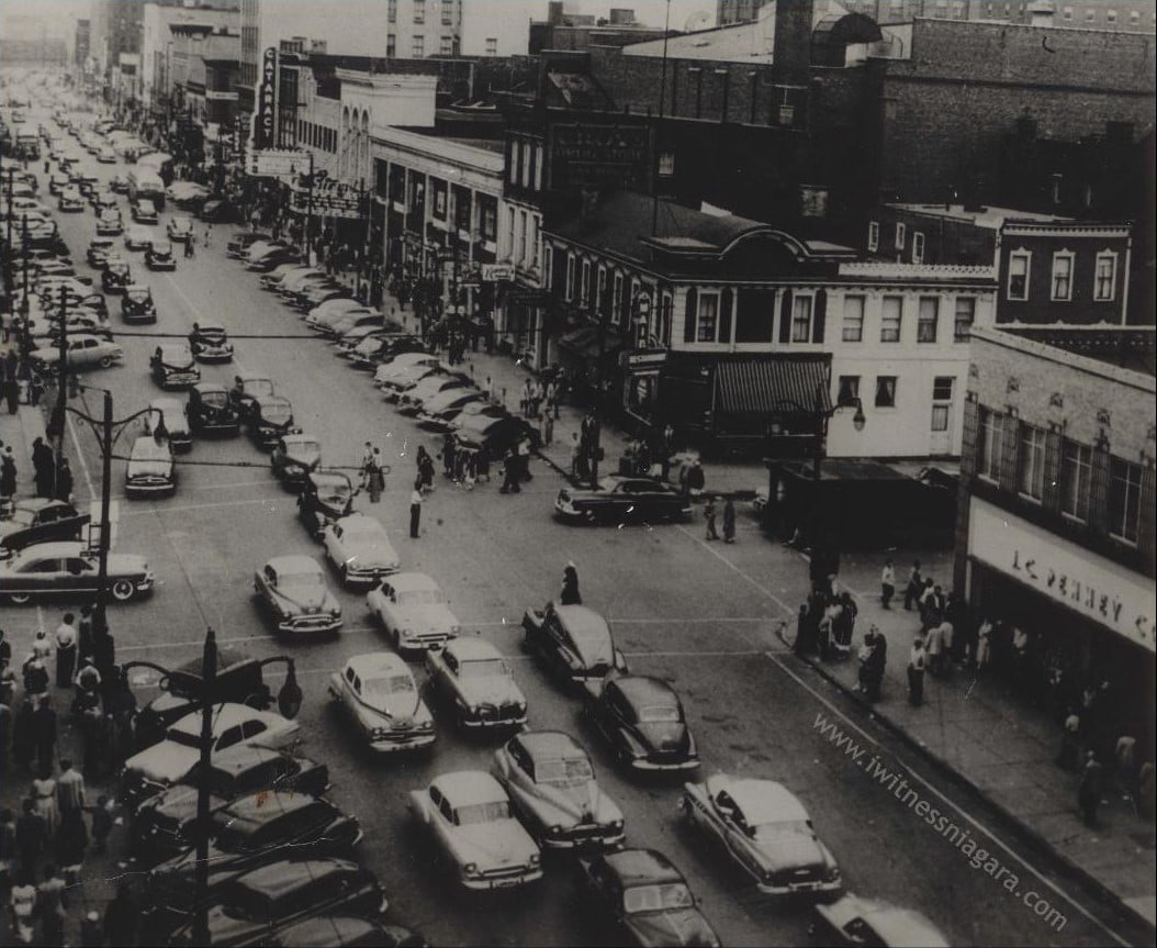 The corner of N. Main and W. Water Streets (facing south), circa 1964.