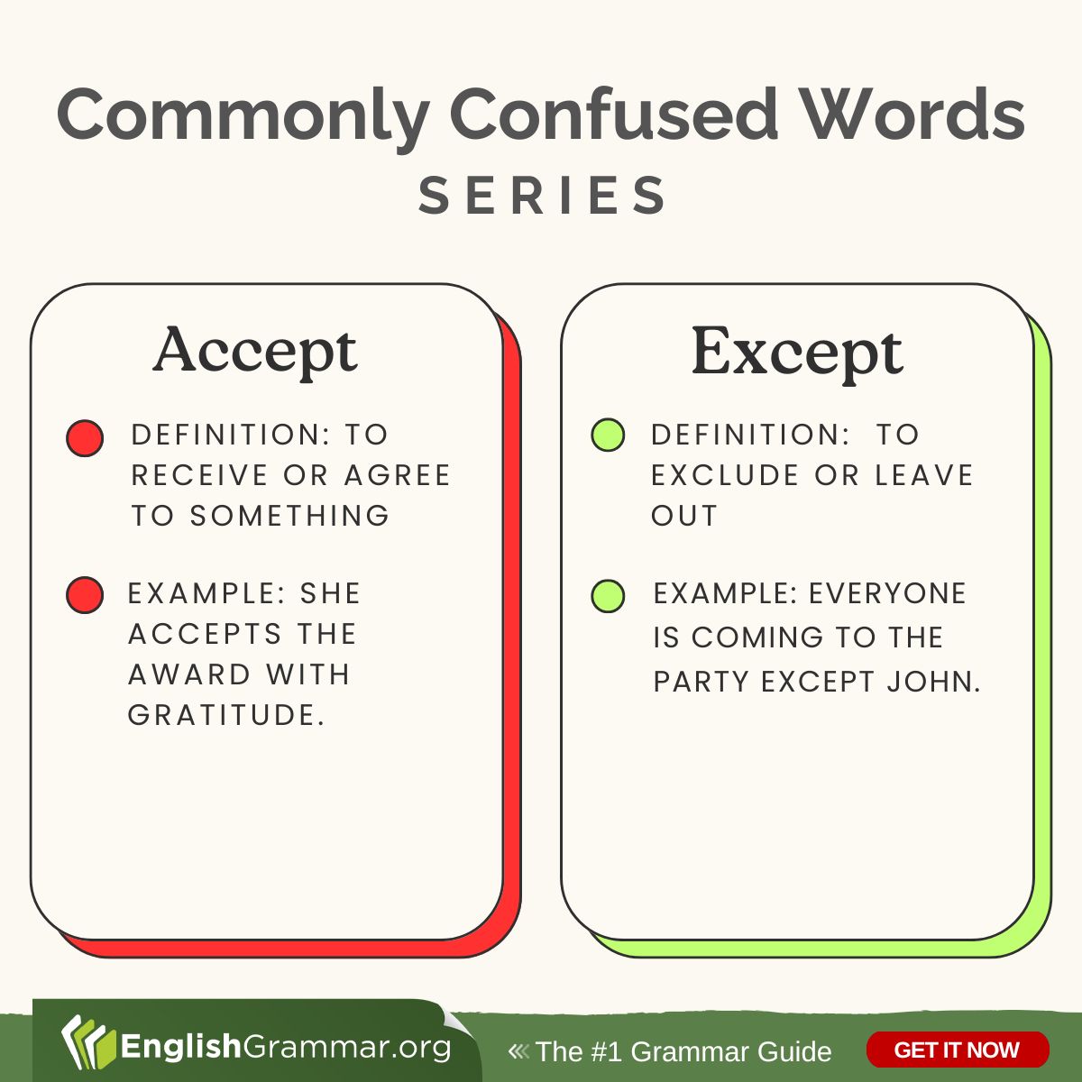 English - Accept vs. Except | Facebook