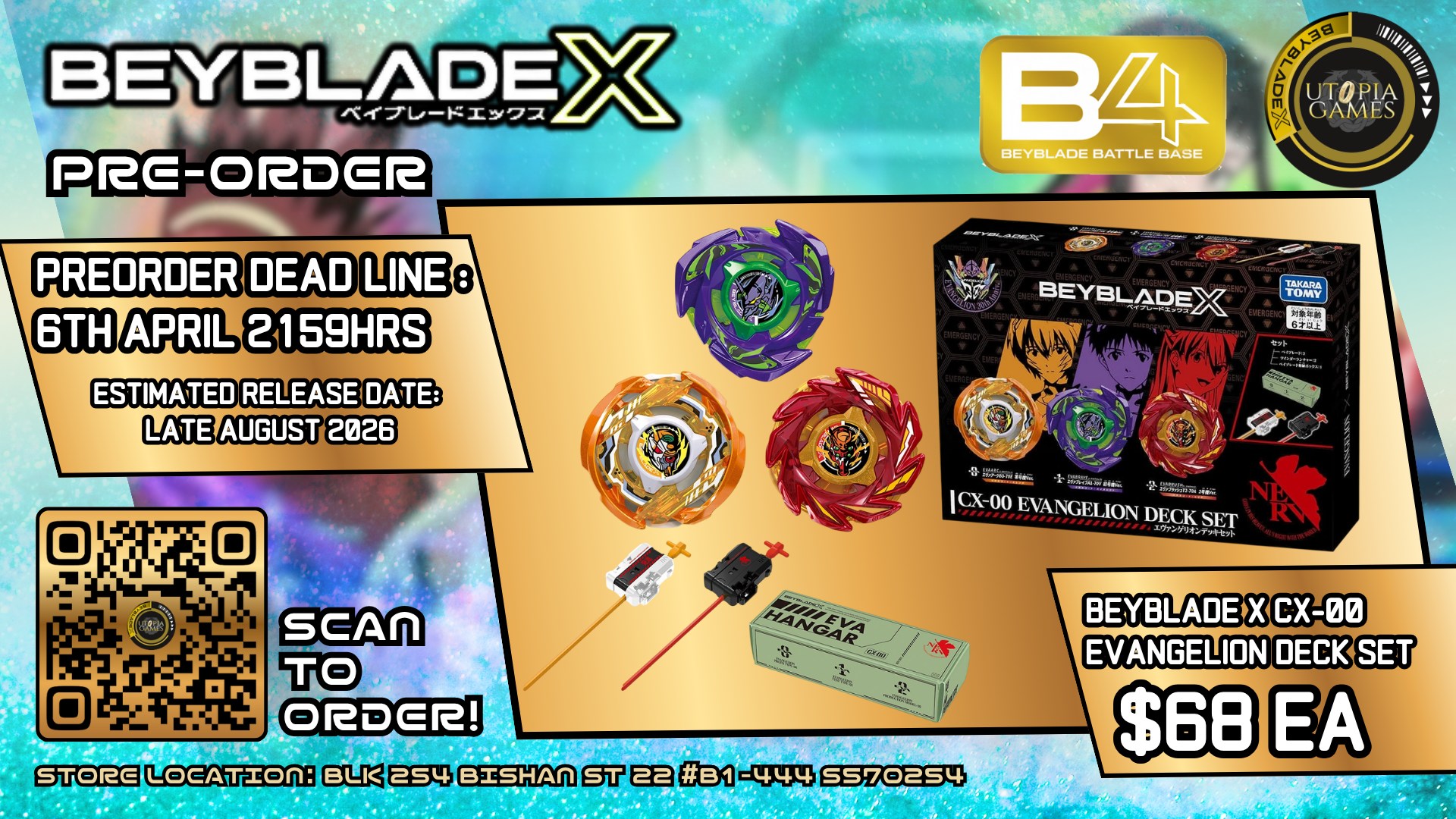 Beyblade X × Evangelion — CX-00 Deck Set | Pre-Order Now Open