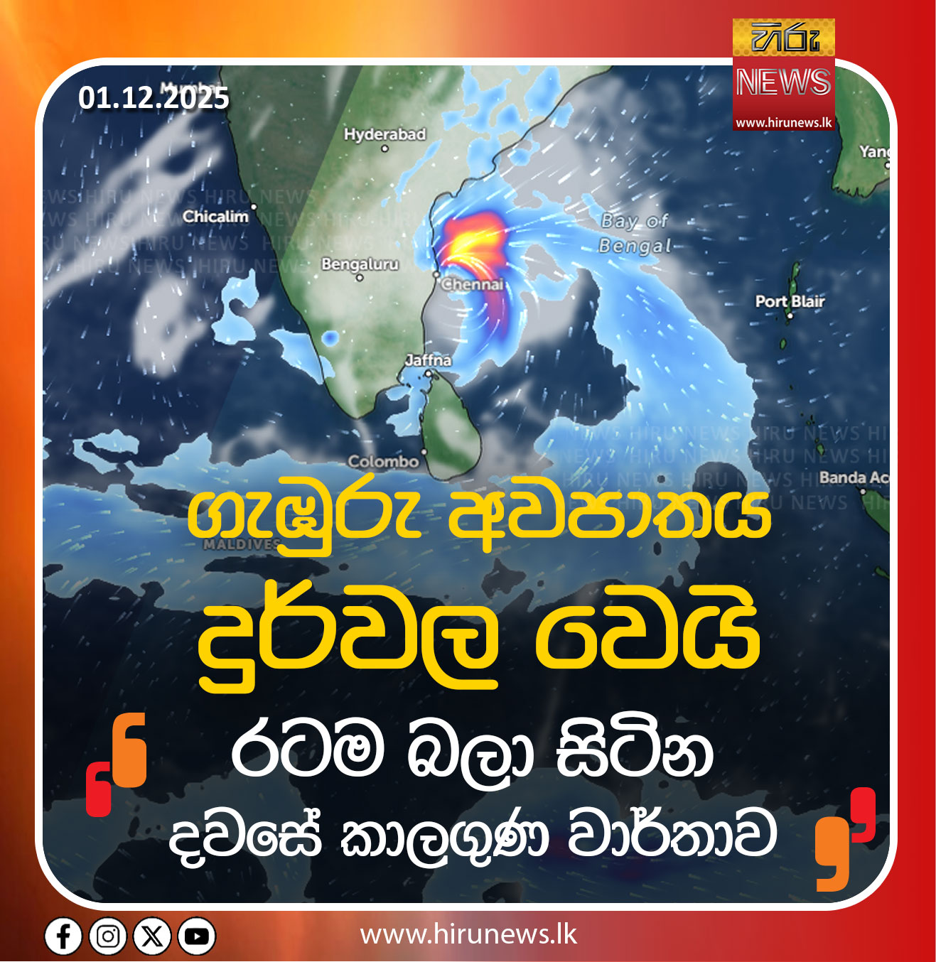 Hiru - ගැඹුරු අවපාතය දුර්වල වෙයි : රටම බලා සිටින දවසේ කාලගුණ වාර්තාව ...