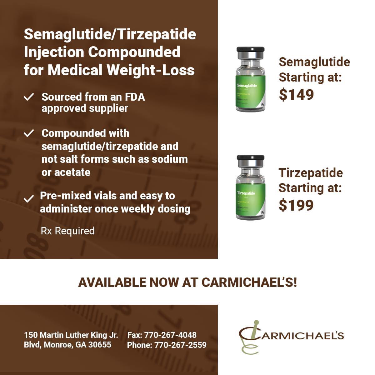 tirzepatide compounding pharmacy georgia Injection Affordable semaglutide and tirzepatide medications