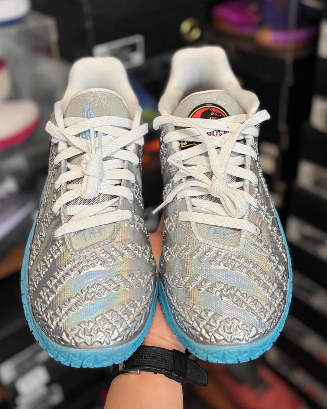 A “Metallic Silver” Jurassic Park x Nike Ja 3 colorway has