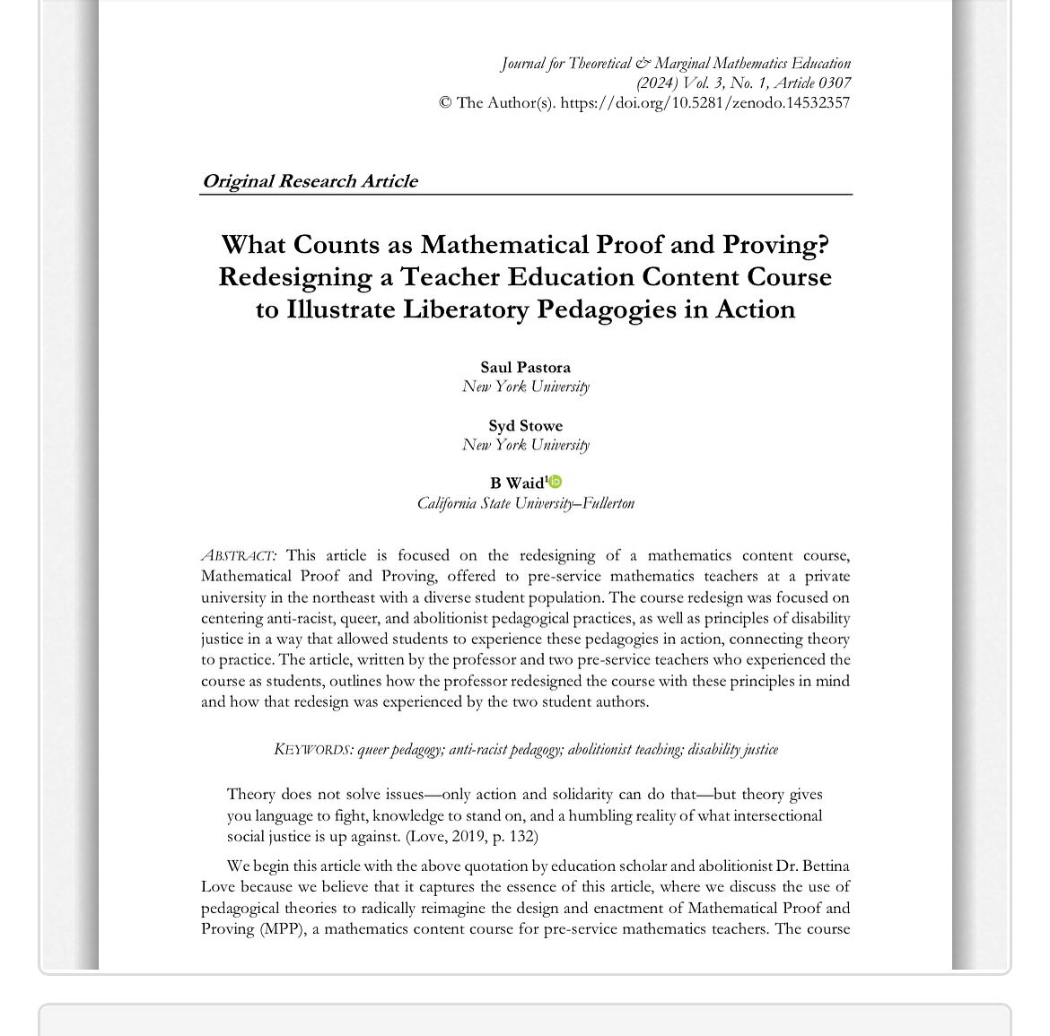 The Queer Mathematics Teacher | New York NY