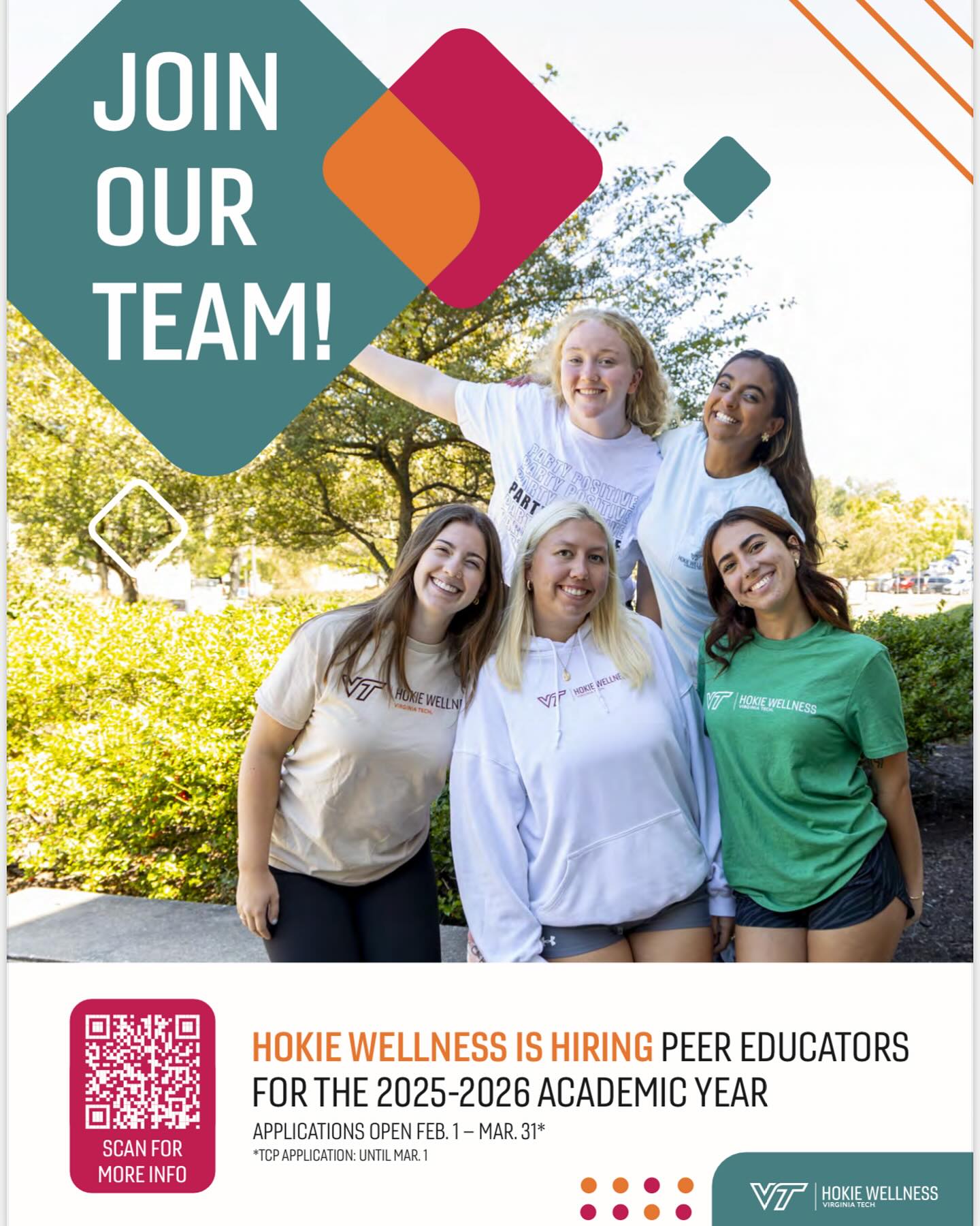 VT - Scan the QR code above to apply to be a Hokie Wellness Peer ...