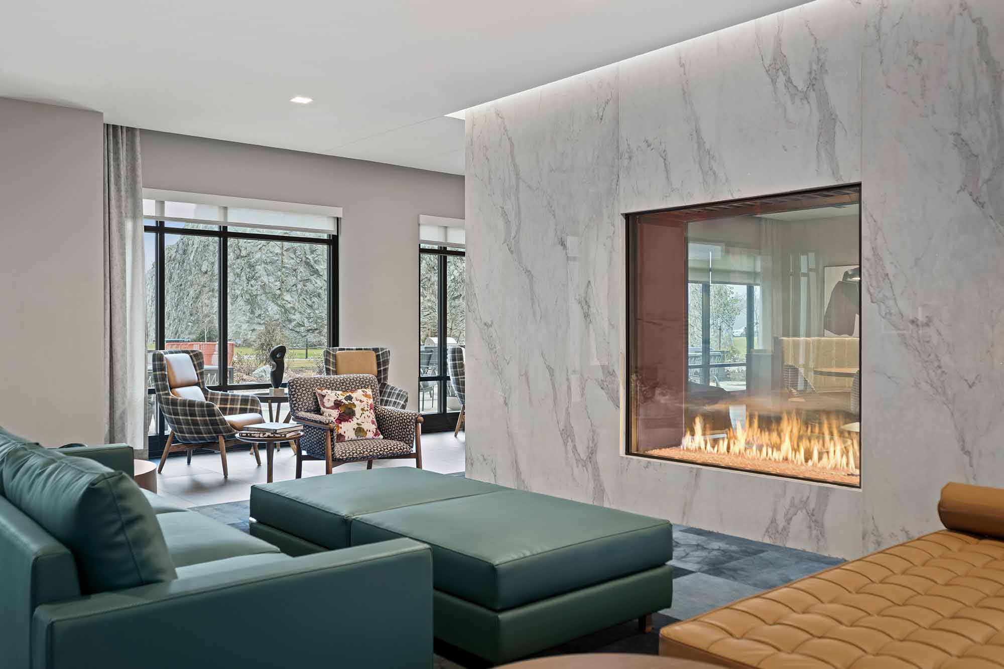 Heat & Glo Fireplaces - A mostly white palette and pops of greenery ...
