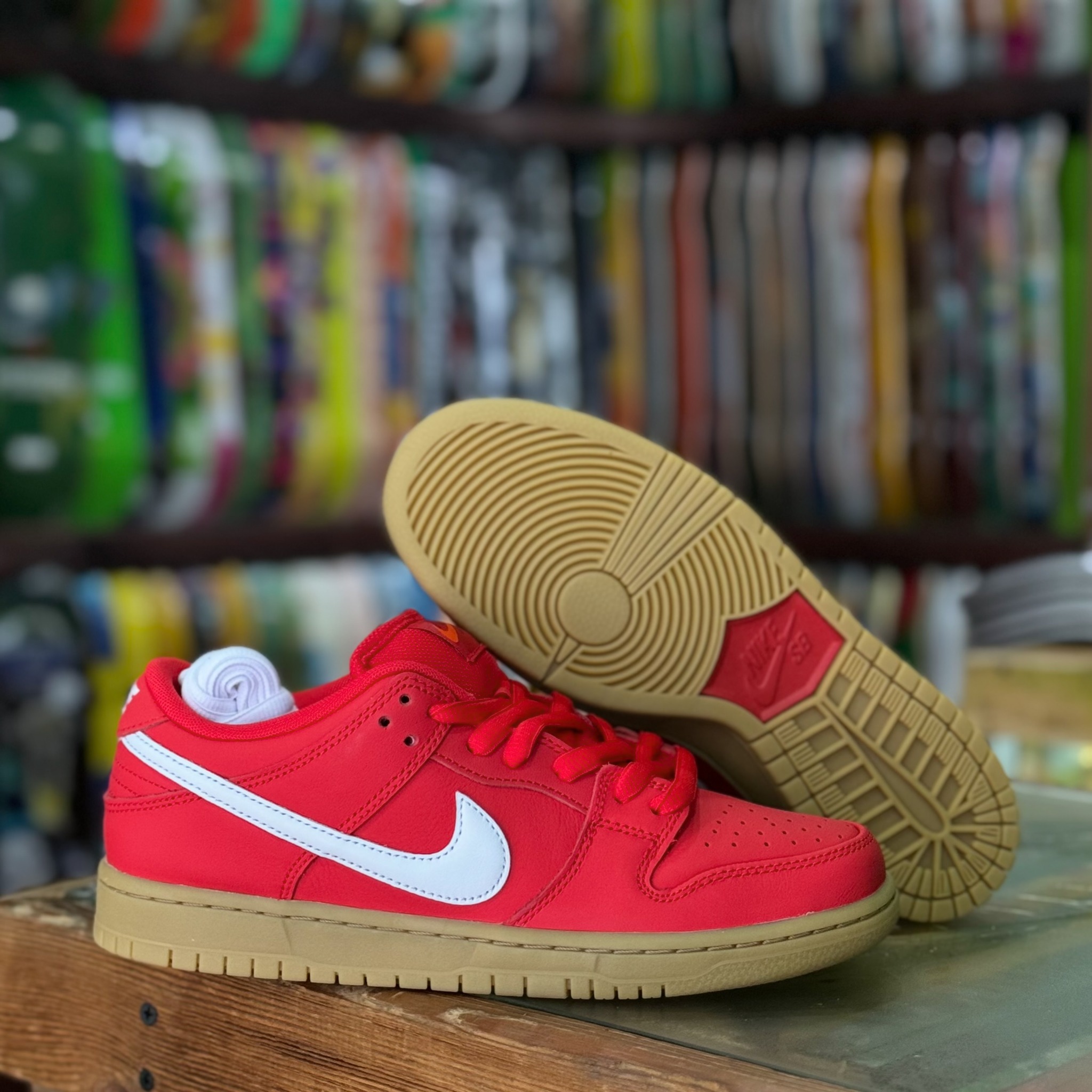 Nike SB University Red/Gum Dunk Low now available at the North End 