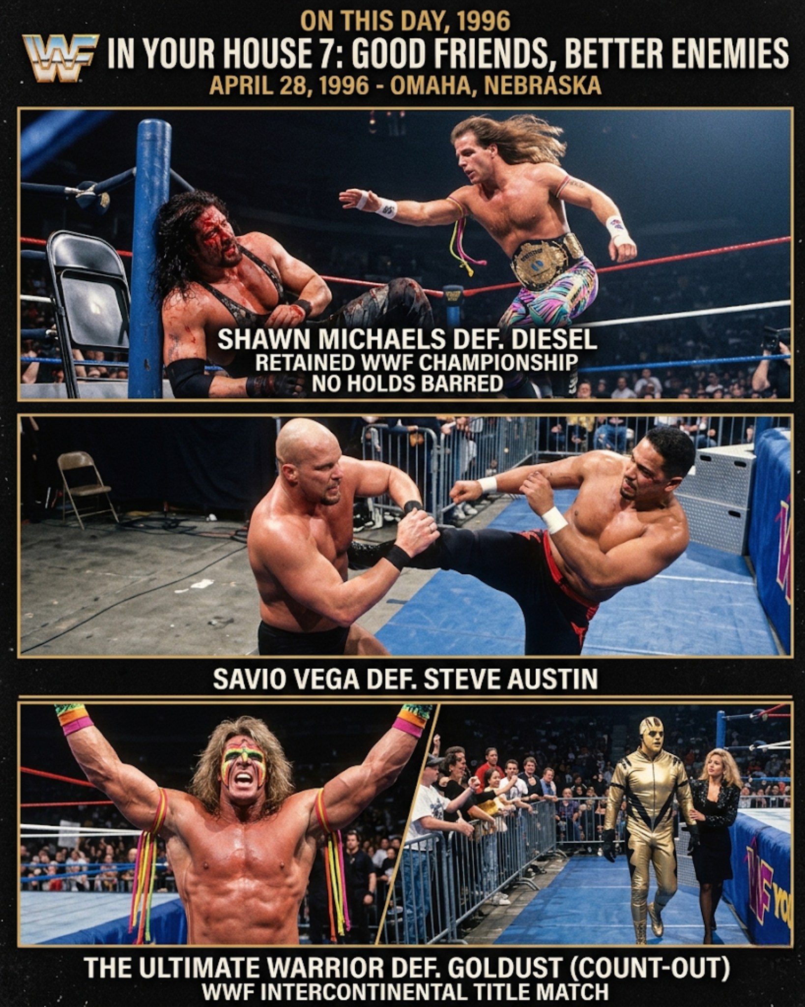 Shawn Michaels' first WWF title defense in 1996