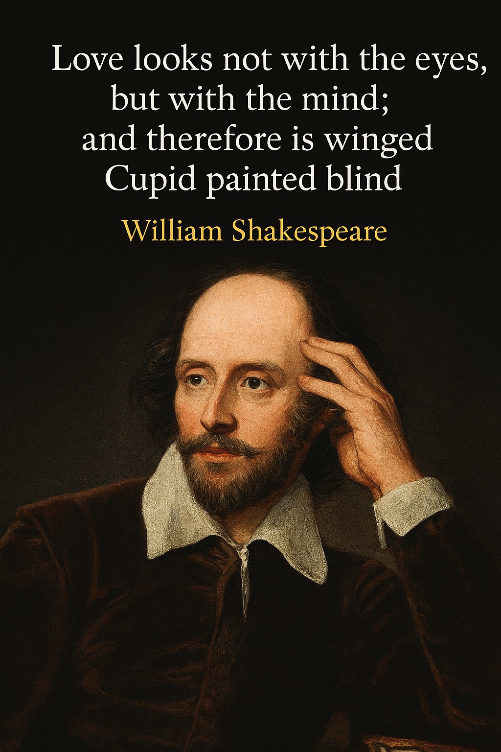 Love looks not with the eyes, but with the mind, And therefore is