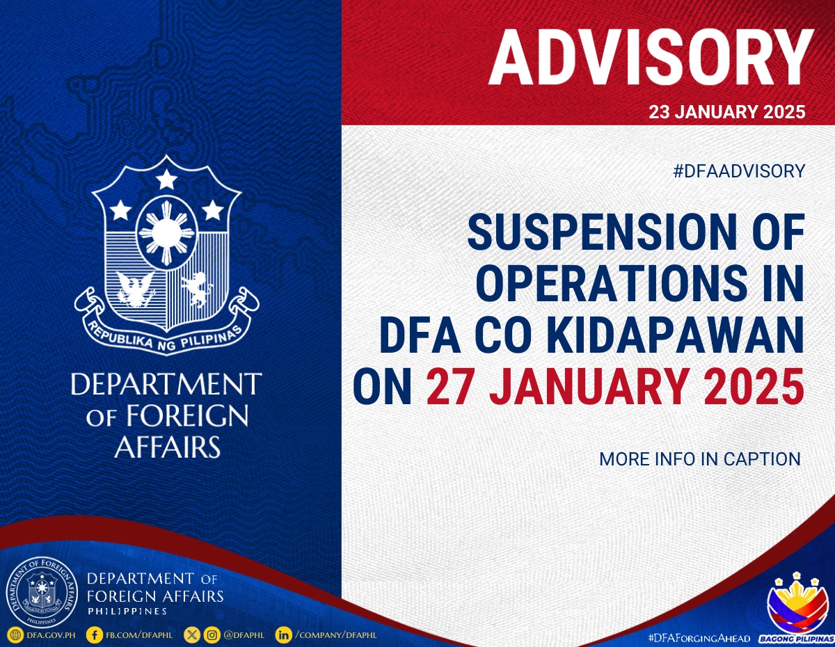 READ #DFAAdvisory: Suspension Of Operations in DFA CO Kidapawan on 27 ...