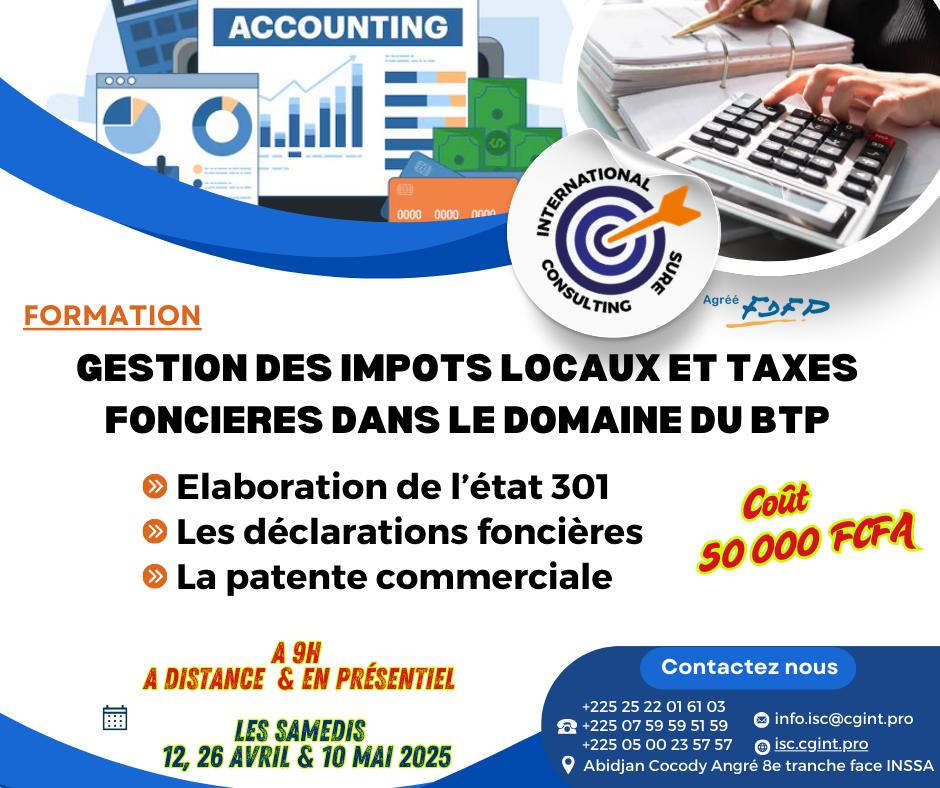 FORMATION EN FISCALITE: GESTION DES IMPOTS LOCAUX ET TAXES FONCIERES ...